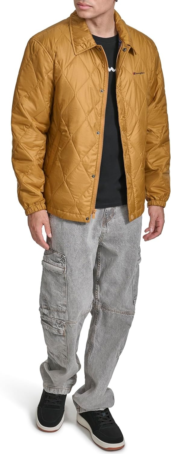 image:imageChampion Mens Diamond Quilted Active Coaches JacketTobacco
