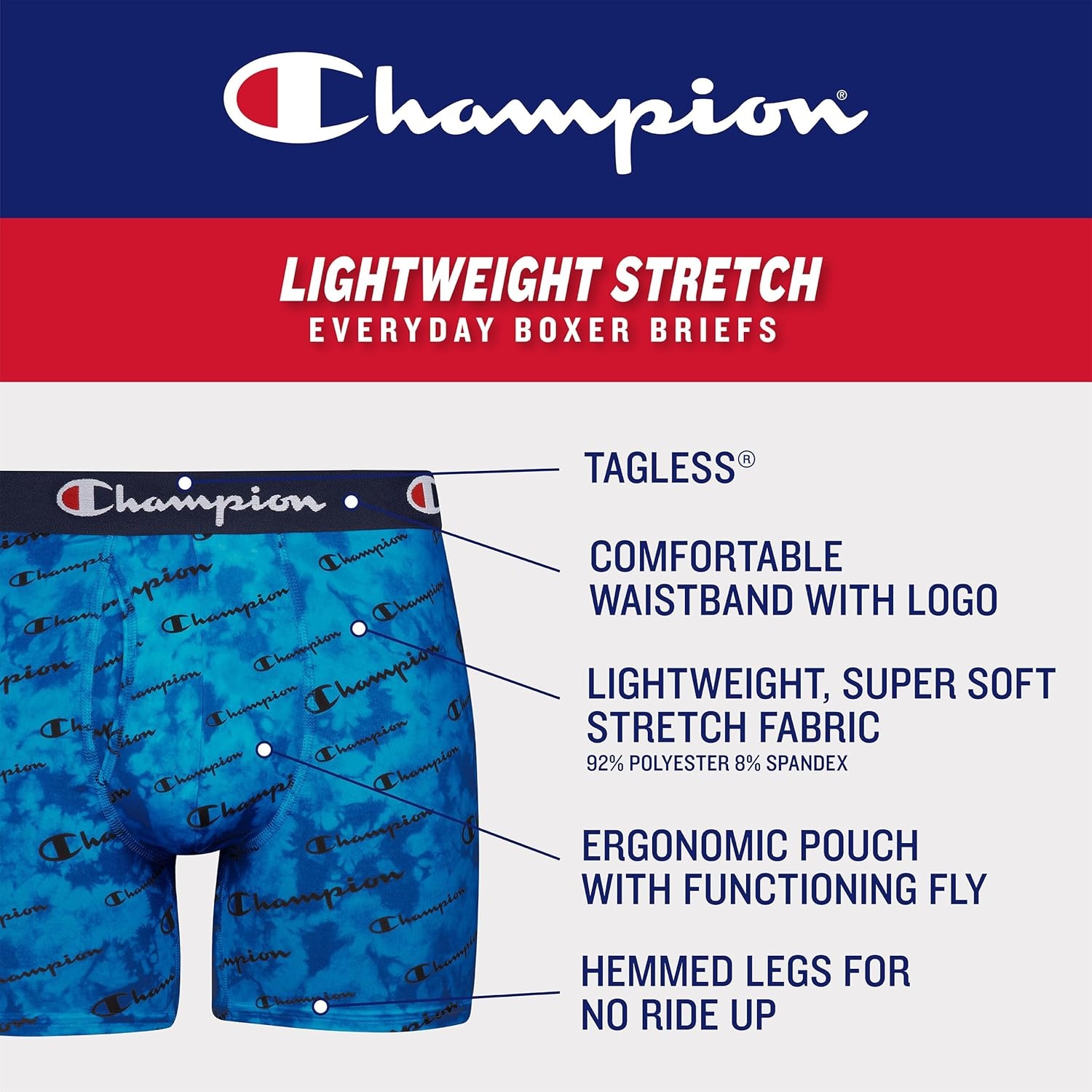 image:imageChampion Mens Everyday Active Lightweight Stretch Boxer Briefs With Fly 4 Pack SxxlBlackGrey 4 Pack