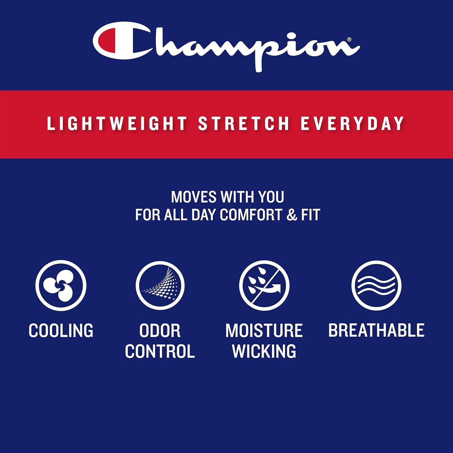 image:imageChampion Mens Everyday Active Lightweight Stretch Variety Boxer Briefs 3 PackBlack With Script LogoElectric CyanScarlet 3 Pack