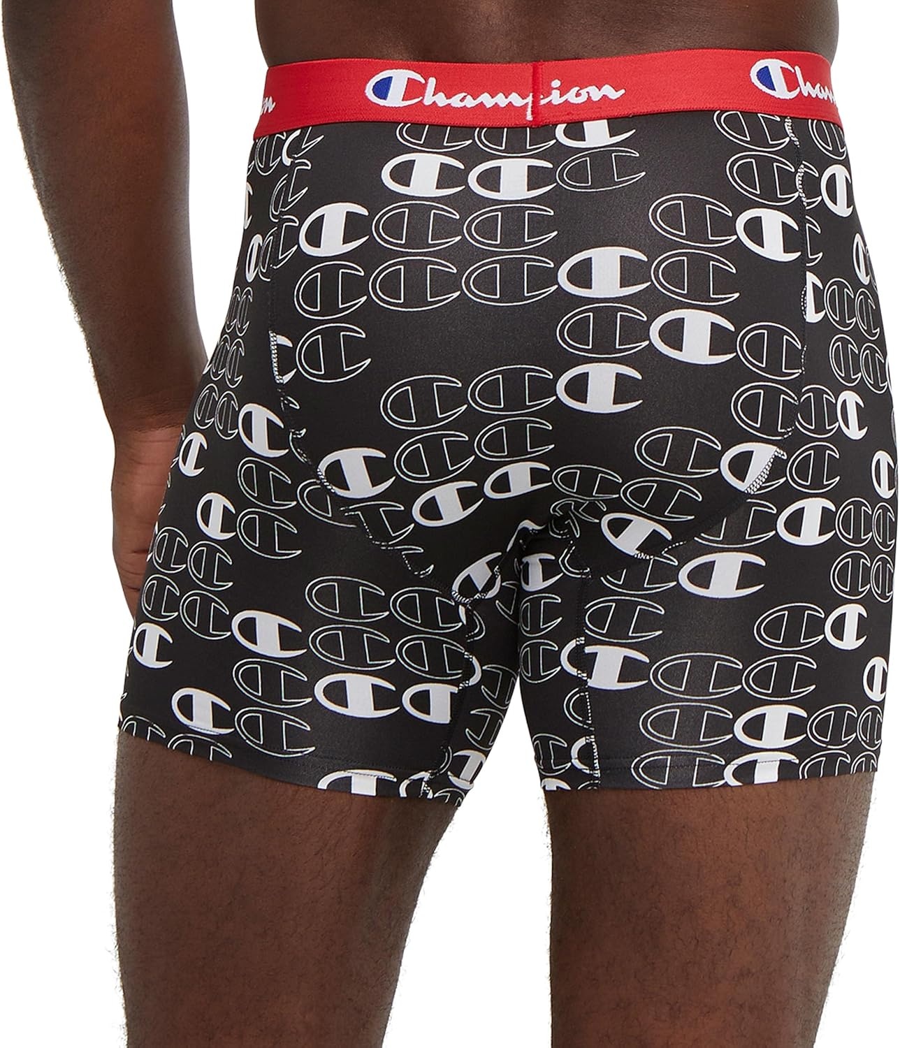 image:imageChampion Mens Everyday Active Lightweight Stretch Variety Boxer Briefs 3 PackNew EbonyNew Ebony With C Logo Print Silverstone 3 Pack