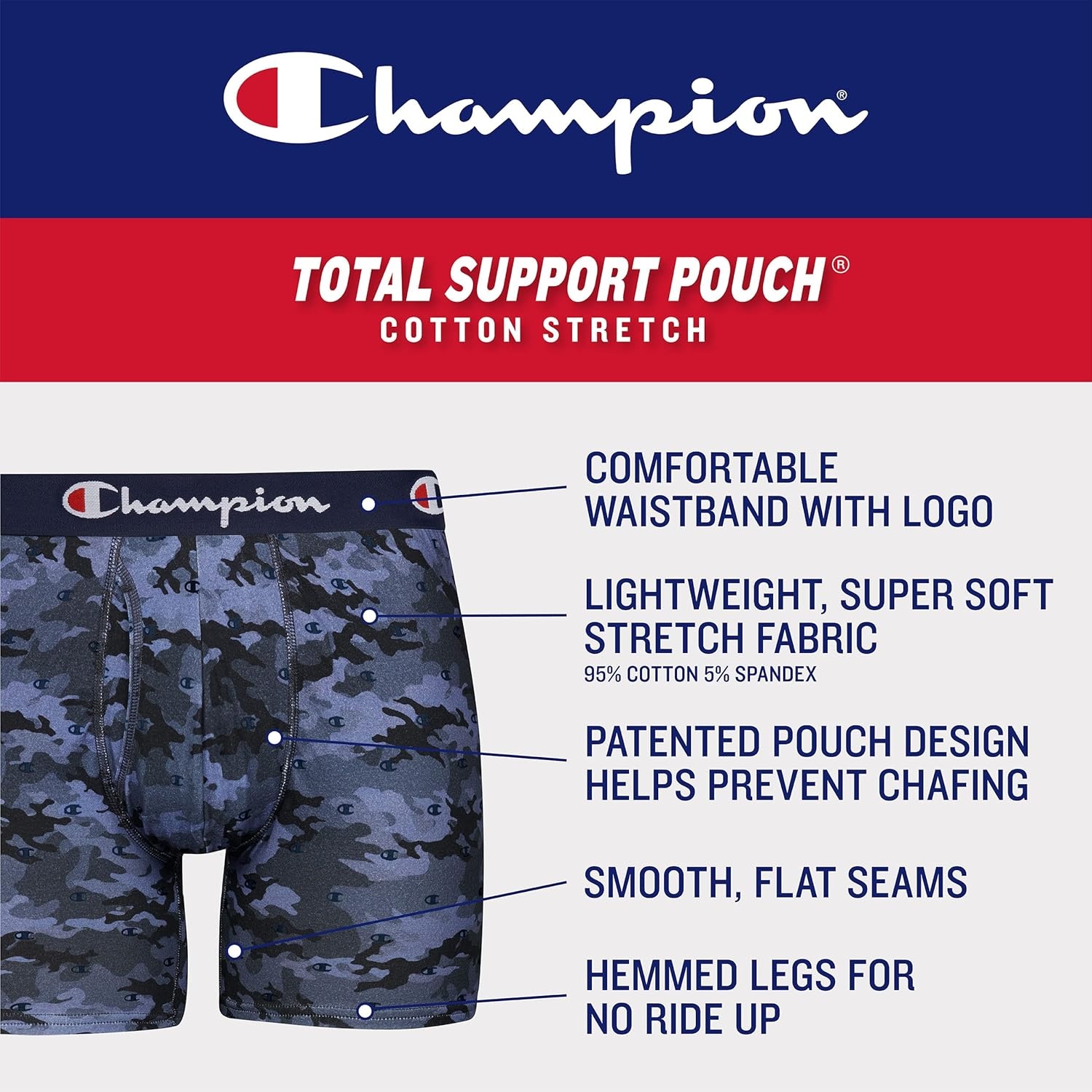 image:imageChampion Mens Everyday Cotton Stretch 4 PackBlack 4 Pack