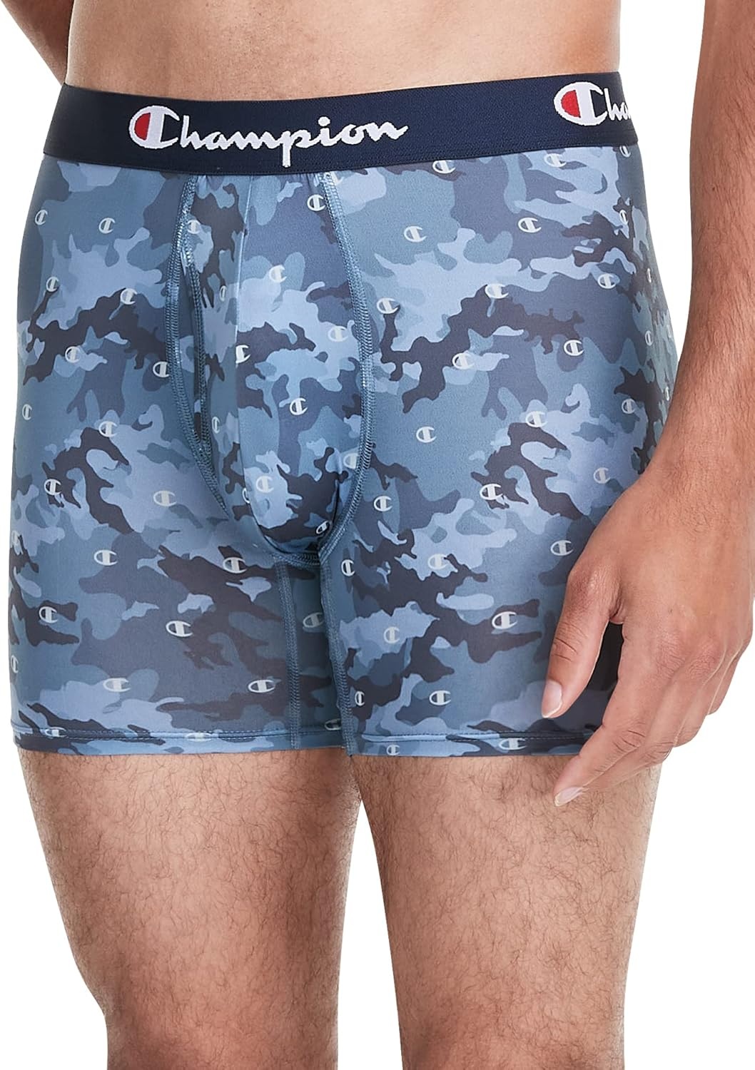 image:imageChampion Mens Everyday Cotton Stretch Boxer Briefs 3 PackBlue Graphic PrintScarletOxford Grey Heather 3 Pack