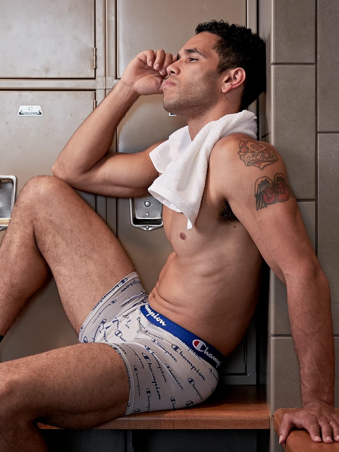 image:imageChampion Mens Everyday Cotton Stretch Trunks 3 PackTrunk Grey Heather Script LogoSurf the WebNavy 3 Pack
