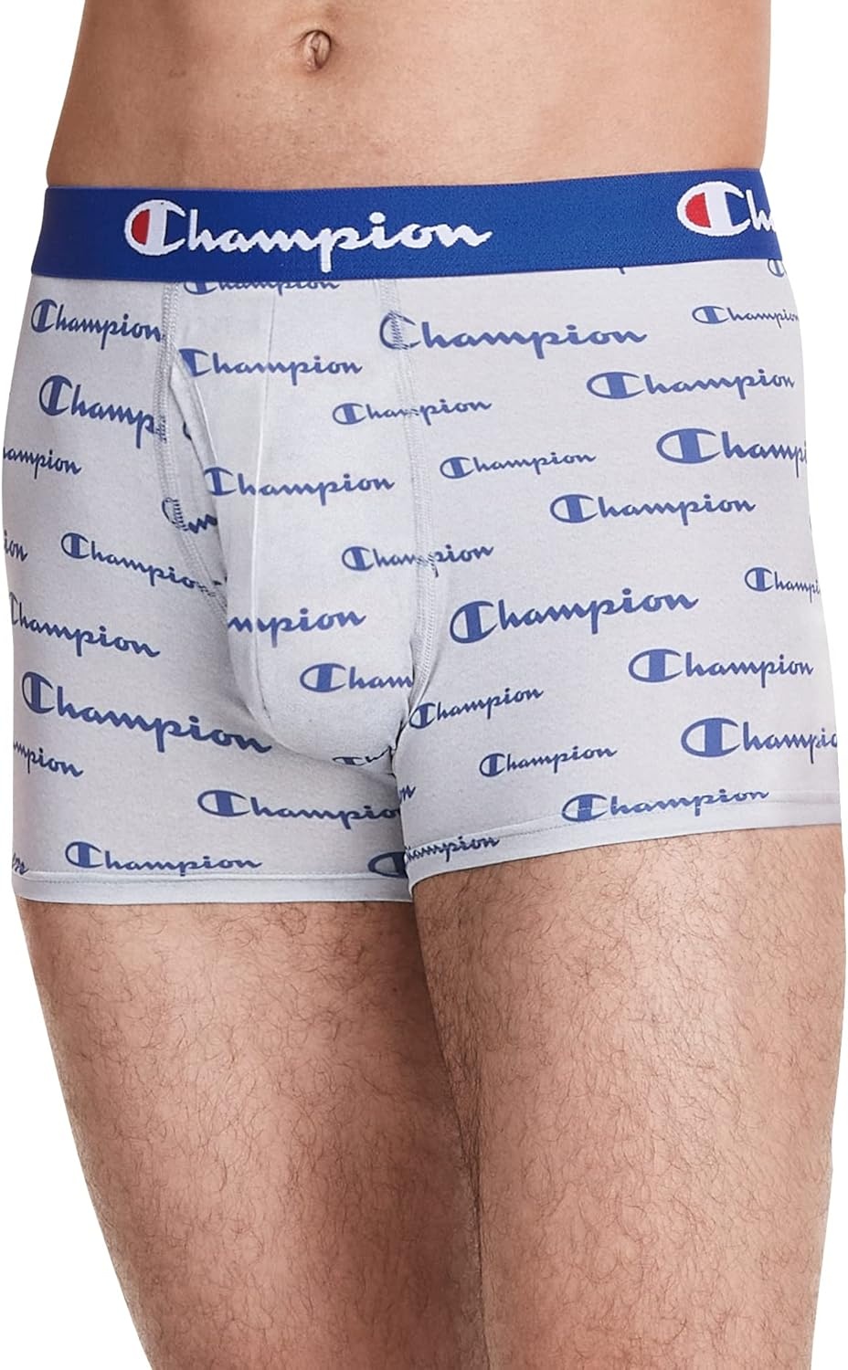 image:imageChampion Mens Everyday Cotton Stretch Trunks 3 PackTrunk Grey Heather Script LogoSurf the WebNavy 3 Pack