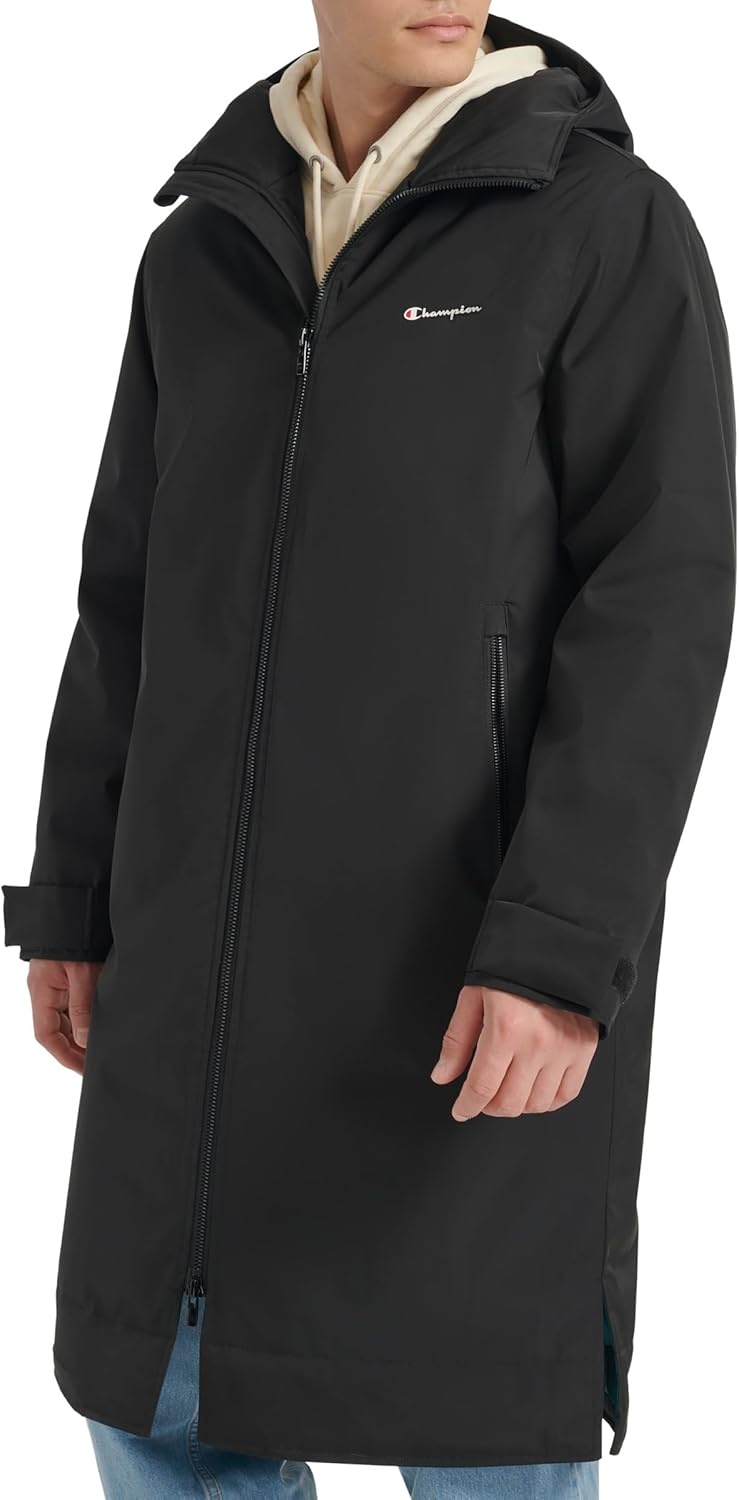 image:imageChampion Mens Fulllength Sideline Hooded Jacket With Quilted LiningBlack