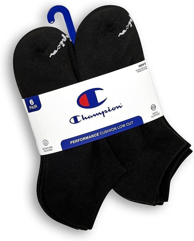 image:imageChampion Mens Low Cut Beathable MoistureWicking Athletic Socks 6PackBlack