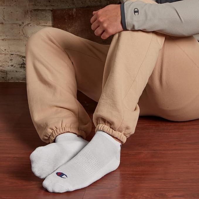 image:imageChampion Mens Low Cut Beathable MoistureWicking Athletic Socks 6PackBlack Toe Logo