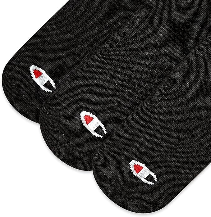 image:imageChampion Mens Low Cut Beathable MoistureWicking Athletic Socks 6PackBlack Toe Logo