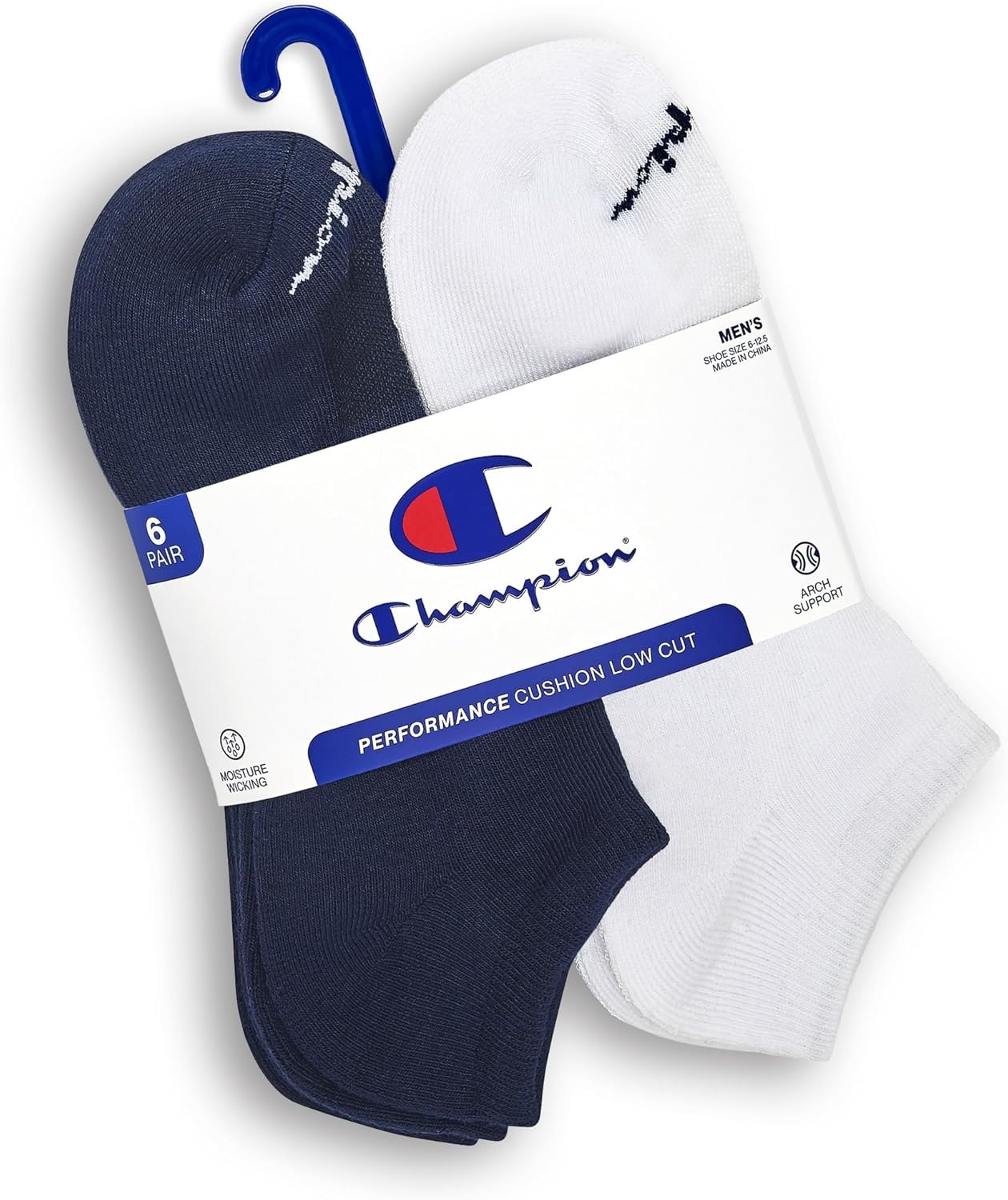 image:imageChampion Mens Low Cut Beathable MoistureWicking Athletic Socks 6PackBlue Assorted