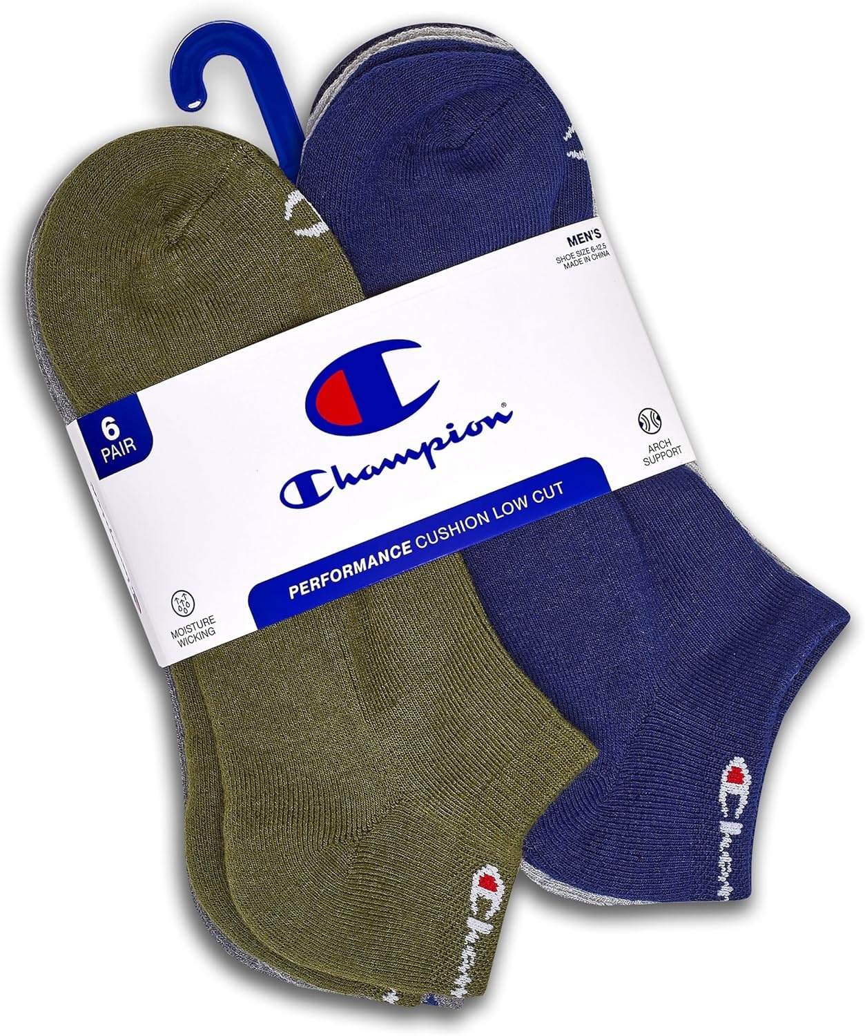 image:imageChampion Mens Low Cut Beathable MoistureWicking Athletic Socks 6PackGreen Assorted