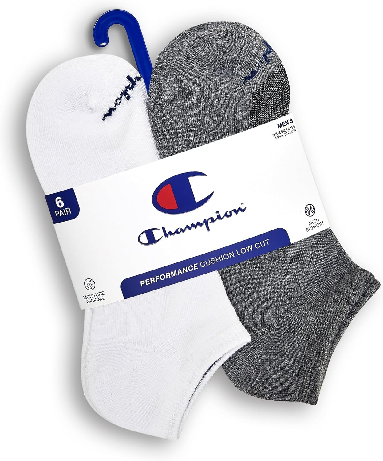 image:imageChampion Mens Low Cut Beathable MoistureWicking Athletic Socks 6PackMulti White Grey Black