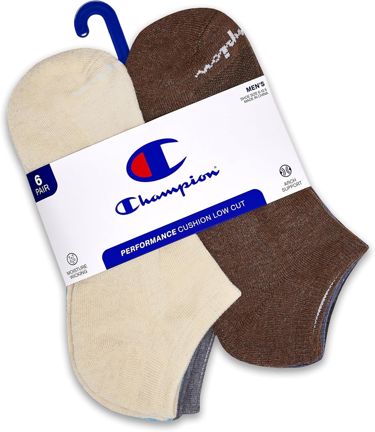 image:imageChampion Mens Low Cut Beathable MoistureWicking Athletic Socks 6PackTanBlack Multi