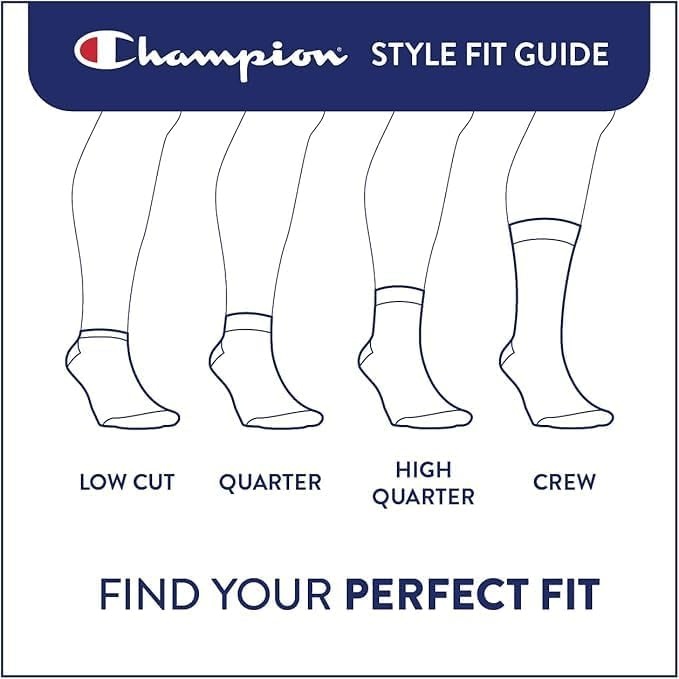image:imageChampion Mens Low Cut Beathable MoistureWicking Athletic Socks 6PackWhite Toe Logo