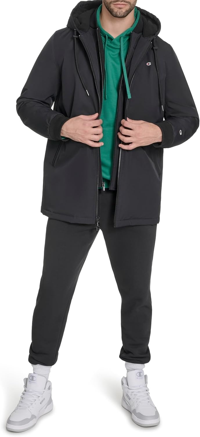 image:imageChampion Mens Midlength Soft Shell Performance Jacket With Sherpa LiningBlack Flex Tech