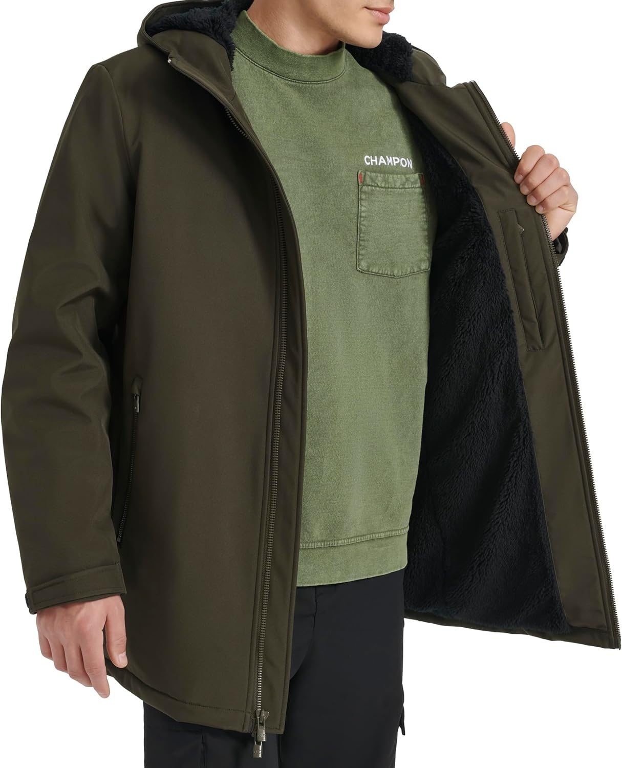 image:imageChampion Mens Midlength Soft Shell Performance Jacket With Sherpa LiningForest Night