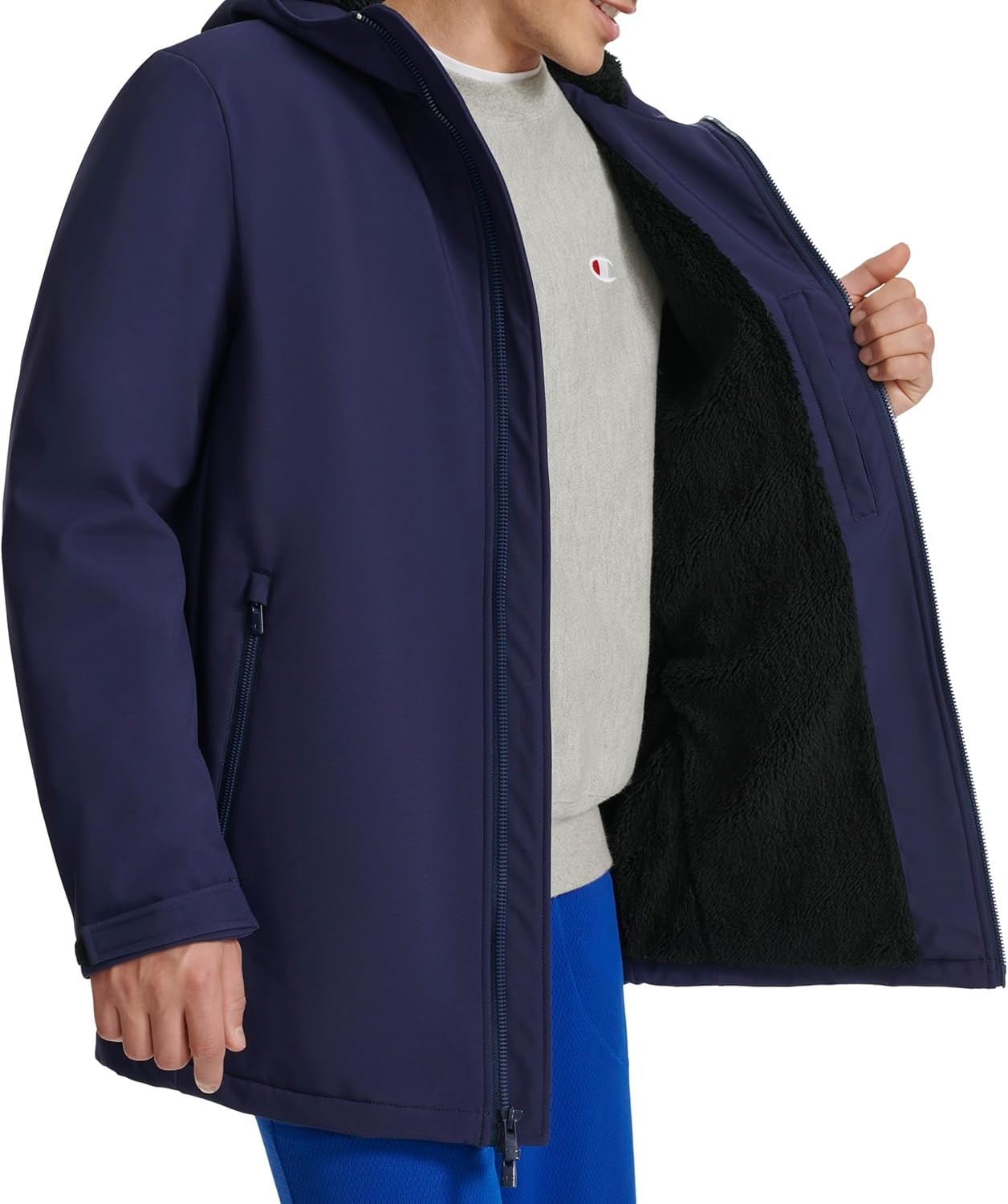 image:imageChampion Mens Midlength Soft Shell Performance Jacket With Sherpa LiningPeacoat