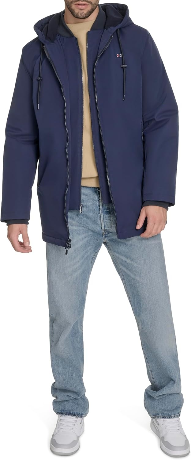 image:imageChampion Mens Midlength Soft Shell Performance Jacket With Sherpa LiningPeacoat Flex Tech