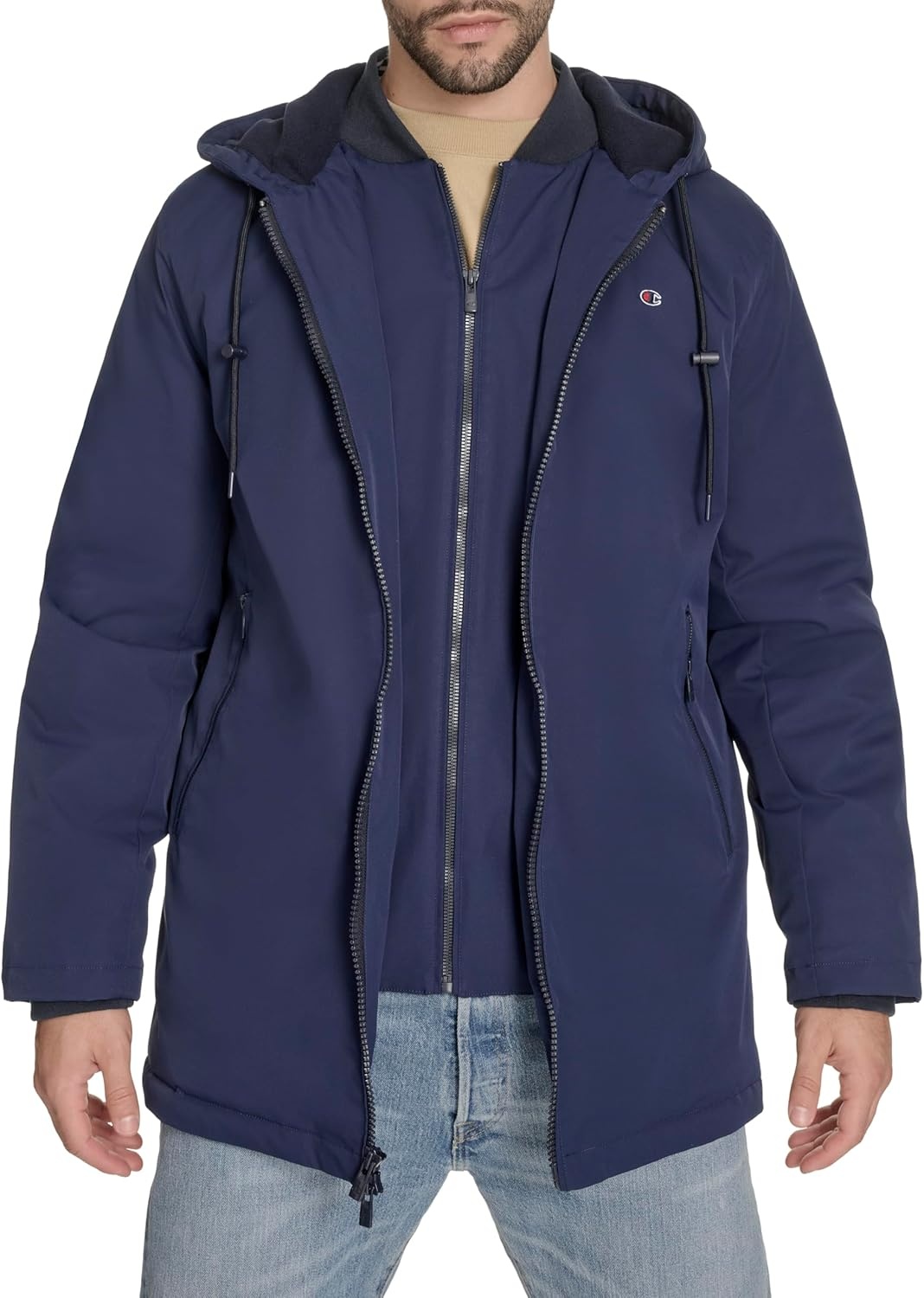 image:imageChampion Mens Midlength Soft Shell Performance Jacket With Sherpa LiningPeacoat Flex Tech