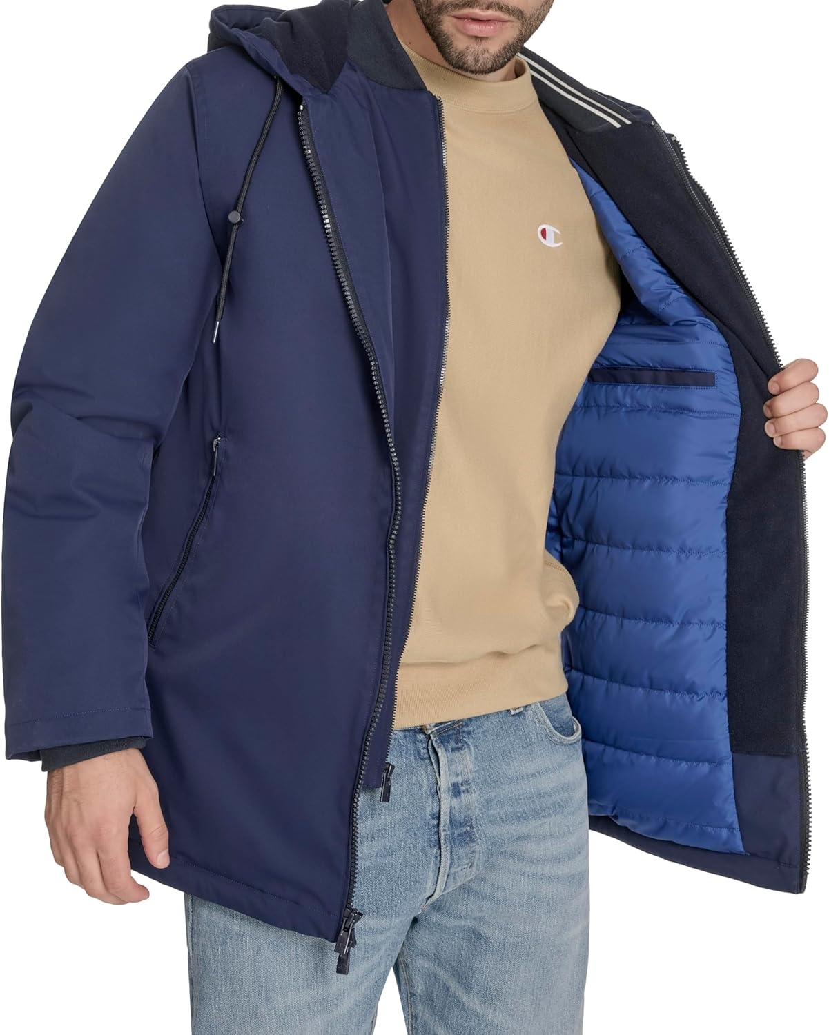 image:imageChampion Mens Midlength Soft Shell Performance Jacket With Sherpa LiningPeacoat Flex Tech