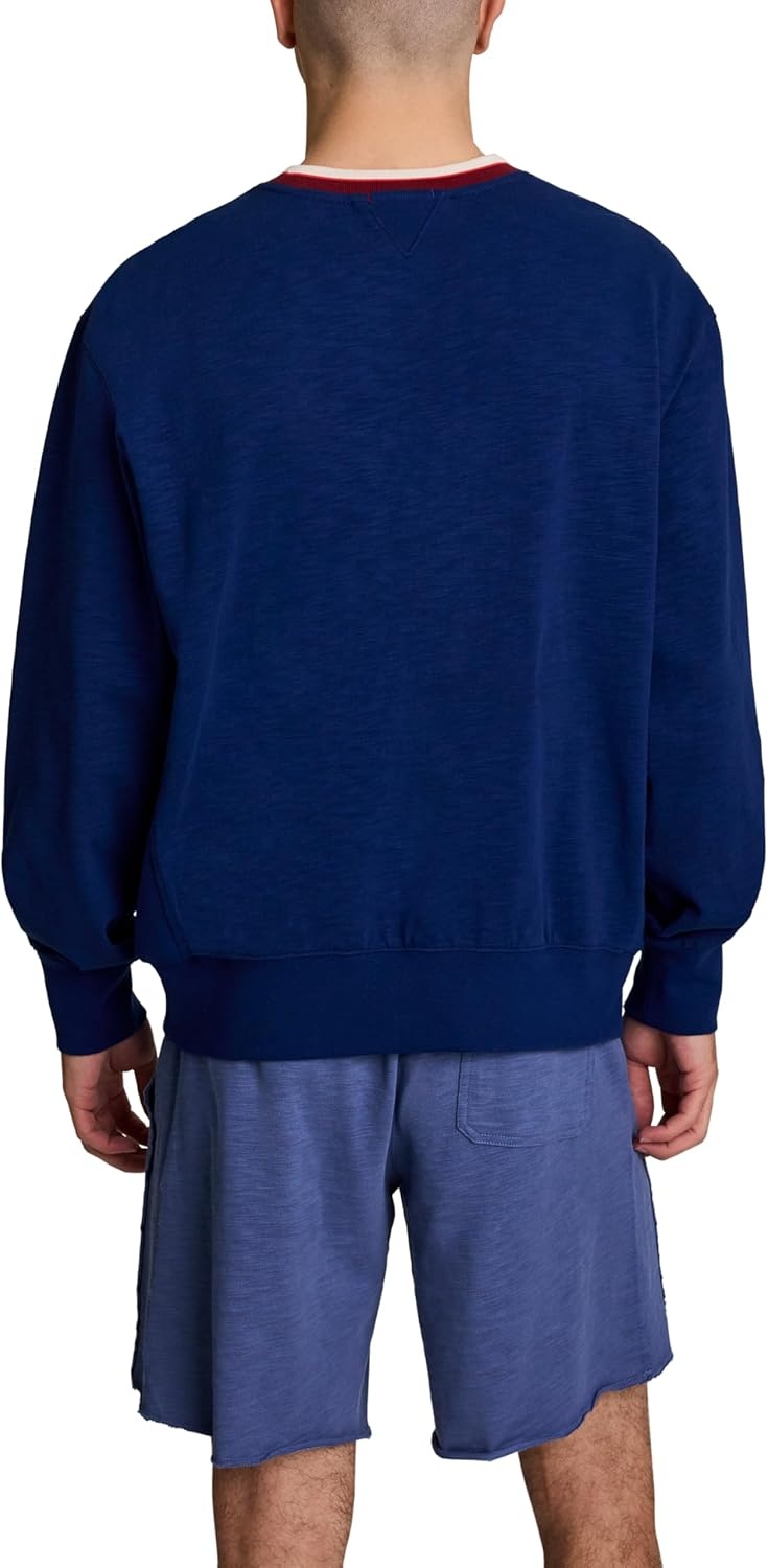 image:imageChampion Mens Modern Retro 100 Washed Cotton Crewneck Sweatshirt Standard FitBlue Depths