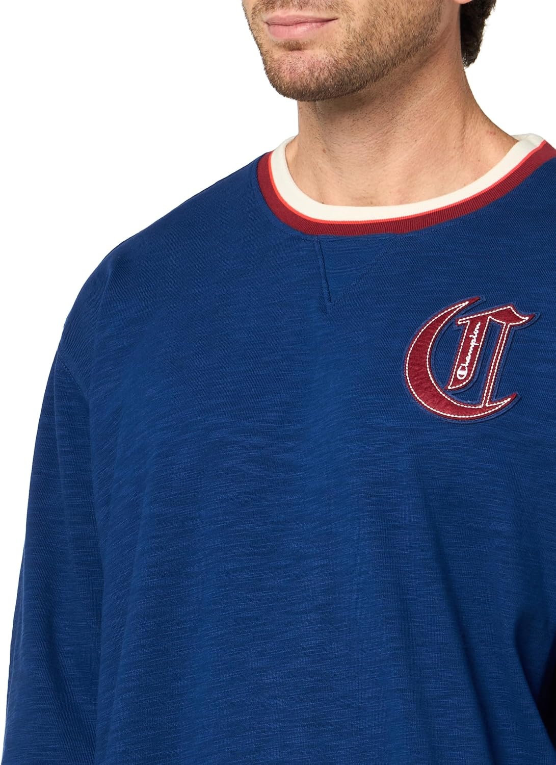 image:imageChampion Mens Modern Retro 100 Washed Cotton Crewneck Sweatshirt Standard FitBlue Depths