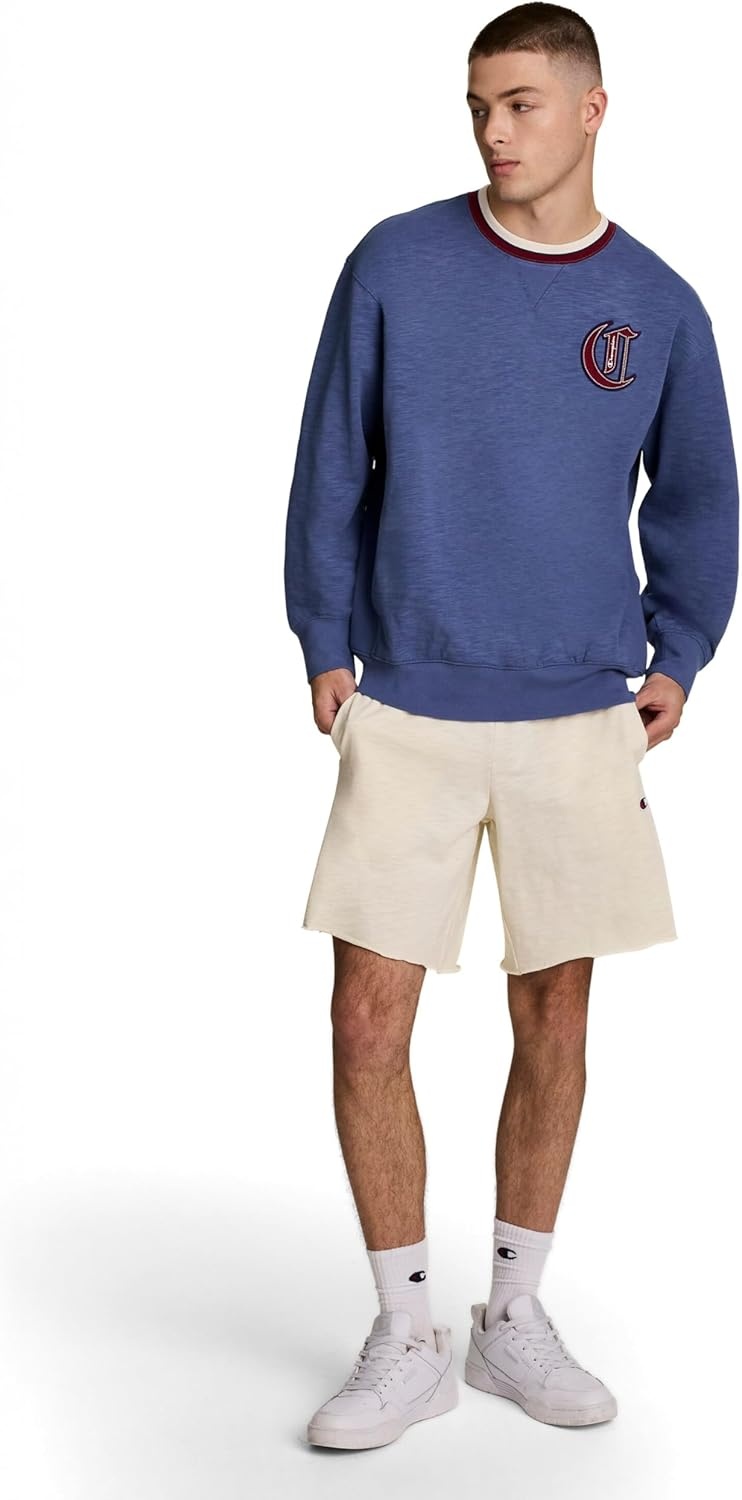 image:imageChampion Mens Modern Retro 100 Washed Cotton Crewneck Sweatshirt Standard FitCoastal Fjord