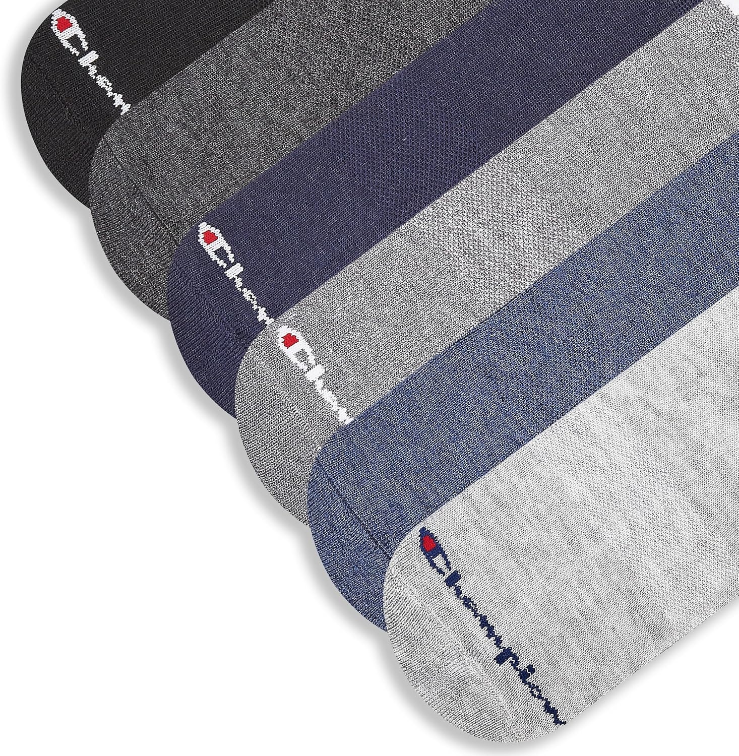 image:imageChampion Mens MoistureWicking Cushioning amp Arch Support Ankle Socks 6PackGrey Multi Cuff Logo