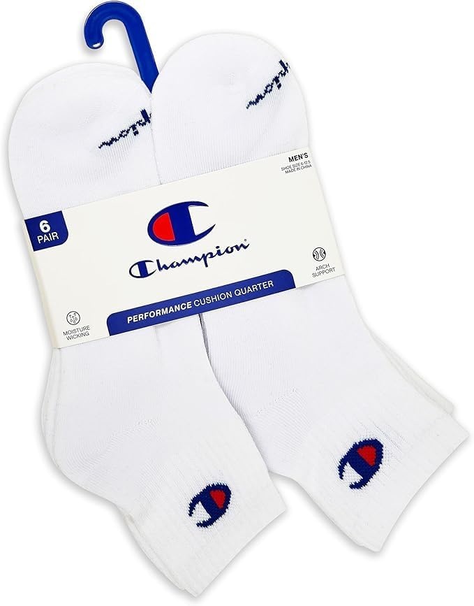 image:imageChampion Mens MoistureWicking Cushioning amp Arch Support Ankle Socks 6PackWhite
