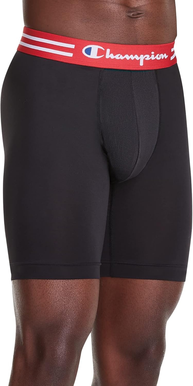 image:imageChampion Mens Performance Stretch Boxer Briefs 3 Pack SXXLLong Leg Black 3 Pack