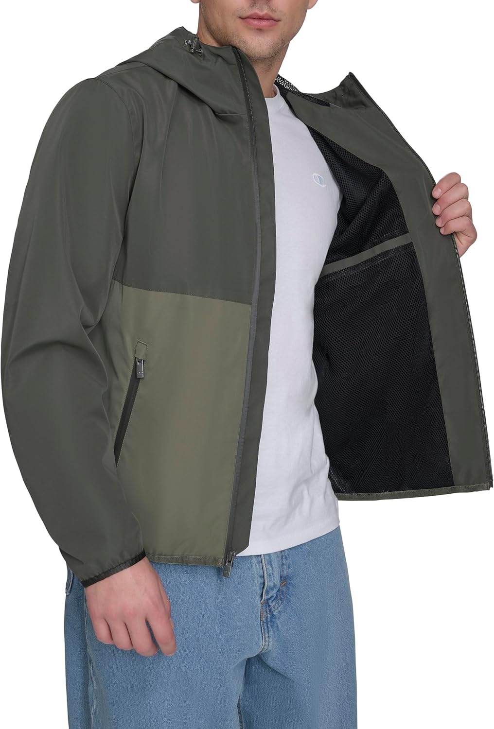 image:imageChampion Mens Performance Windbreaker Rain Jacket With HoodChambray Blue