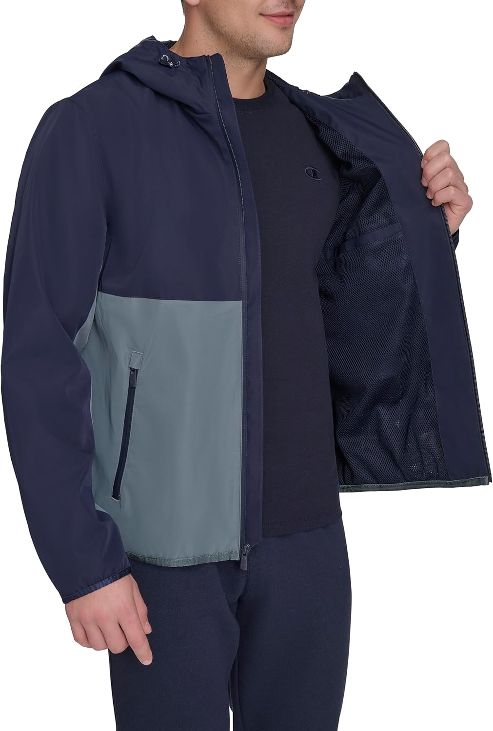 image:imageChampion Mens Performance Windbreaker Rain Jacket With HoodPeacoatStormy Weather