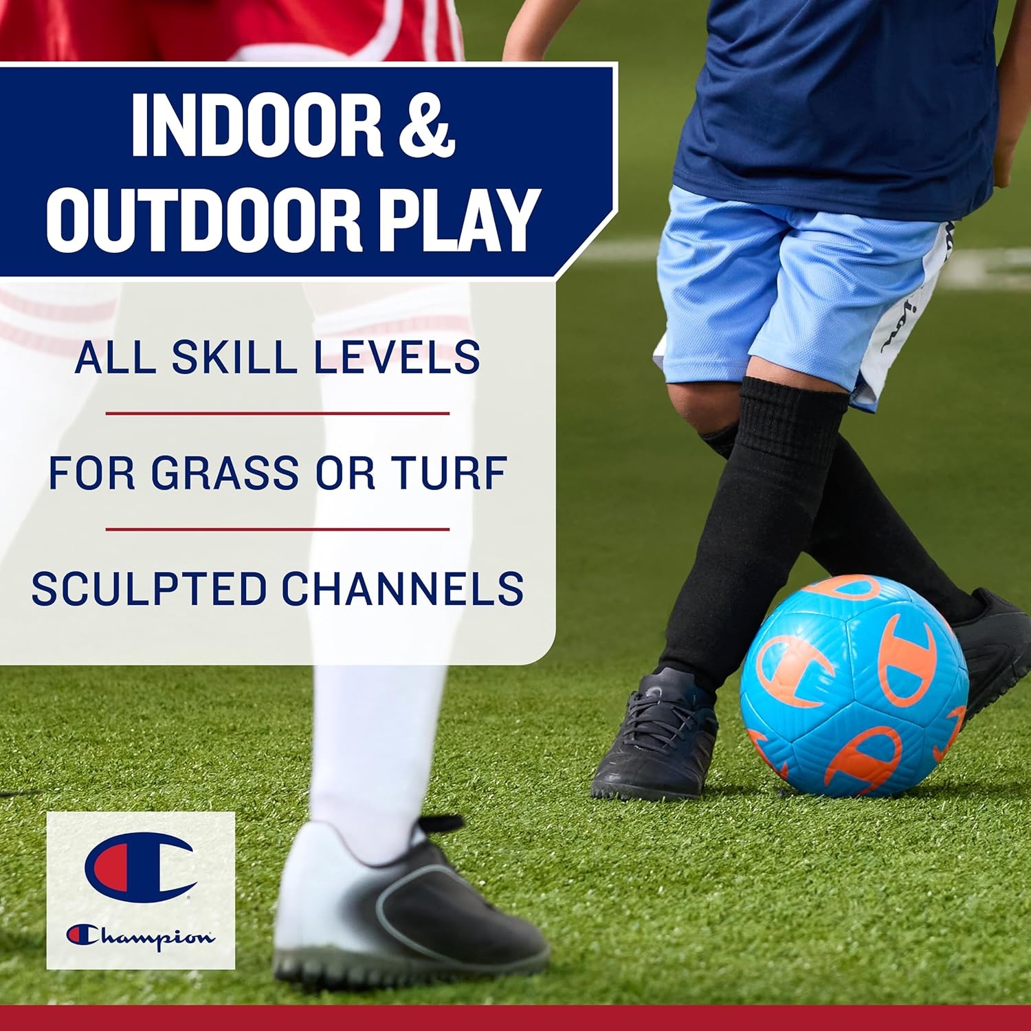 image:imageChampion Playmaker Logo Deflated Soccer Ball with Pump Size 5 Soccer Ball Durable Panels for Kids Youth amp Adults IndoorOutdoor Training Ball with Inflation Hand PumpFierce TideVery Coral