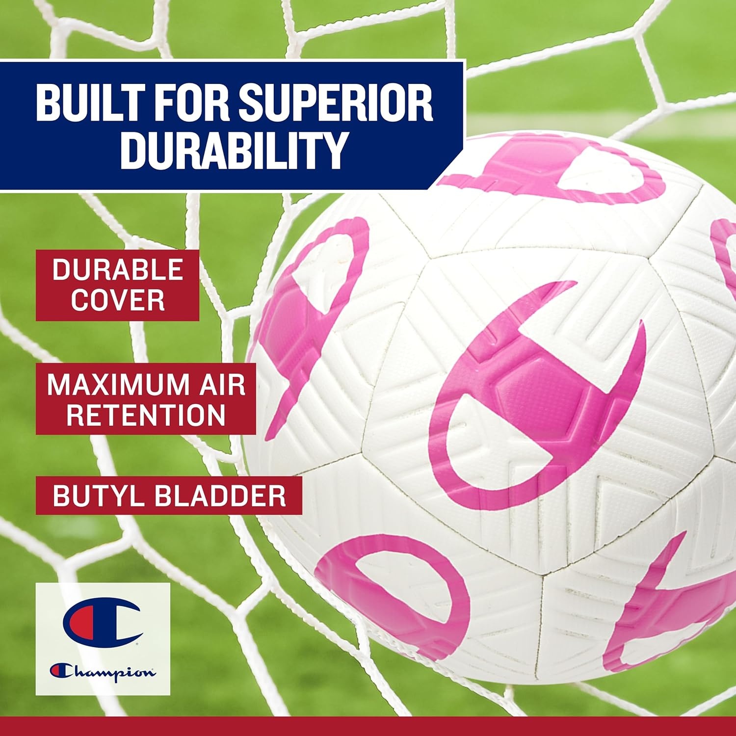 image:imageChampion Playmaker Logo Deflated Soccer Ball with Pump Size 5 Soccer Ball Durable Panels for Kids Youth amp Adults IndoorOutdoor Training Ball with Inflation Hand PumpFierce TideVery Coral