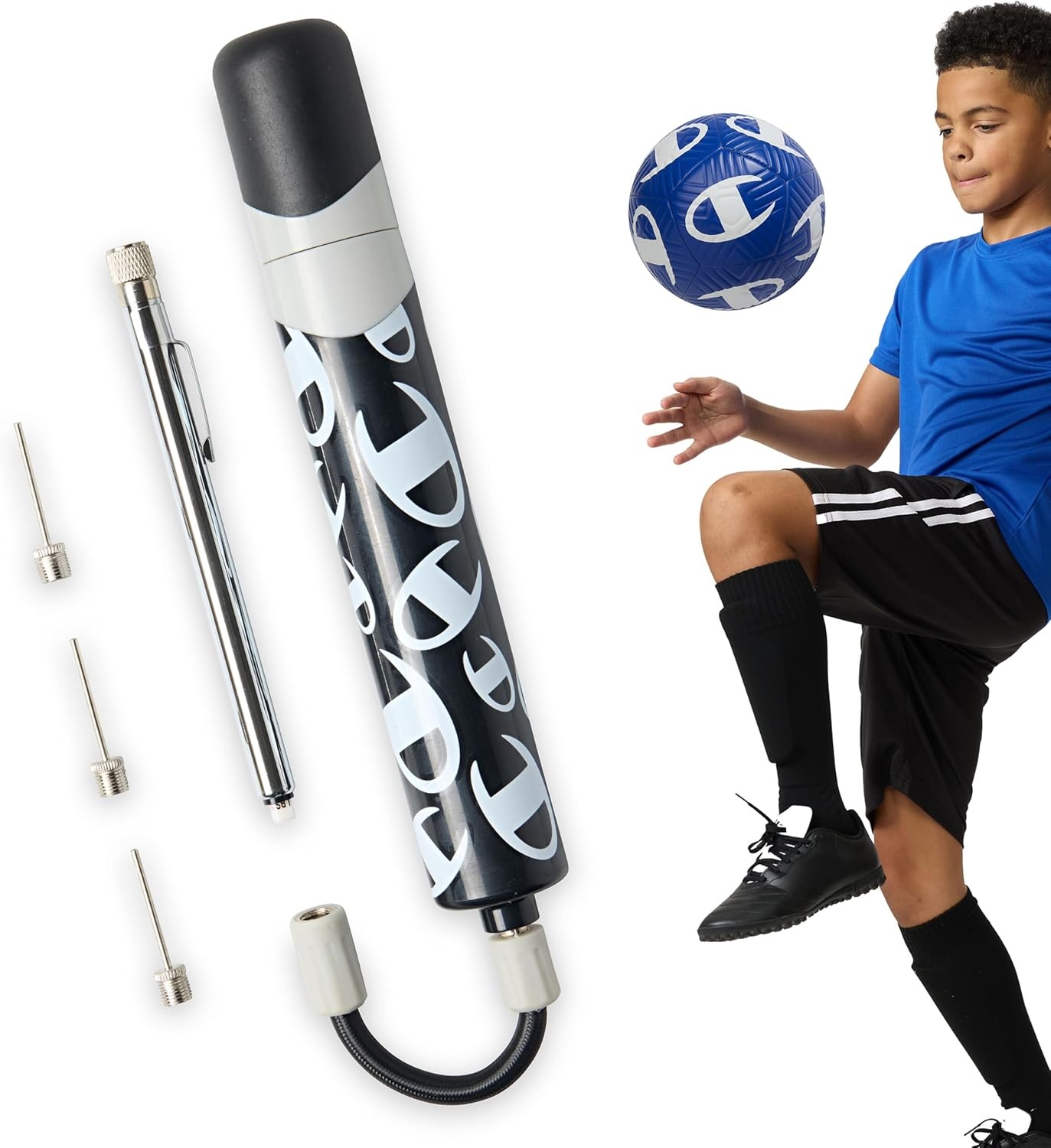 image:imageChampion Replacement Ball Pump with Metal Inflation Replacement Needles for Sports Balls with Compact Case Compatible with Most Pumps for Basketball Soccer Football Volleyball amp Yoga BallsBlackWhiteTin Oxide