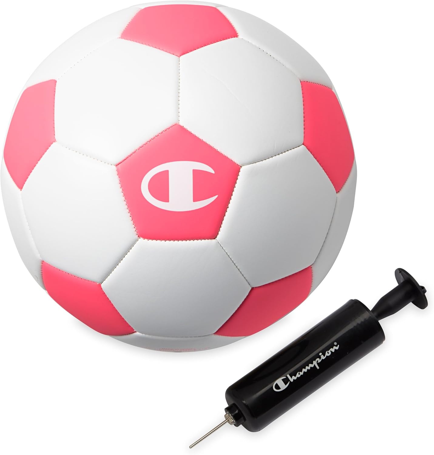 image:imageChampion Soccer Ball Youth amp Adult Matte Finish 32Panel Design Enhanced Control Sizes PVC Cover Sizes 34 and 5 for Indoor amp Outdoor Training Includes 6 PumpClassic WhiteOptic Pink