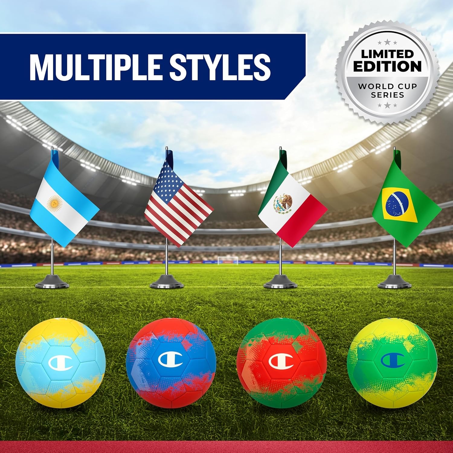 image:imageChampion Soccer Ball Youth amp Adult Matte Finish 32Panel Design Enhanced Control Sizes PVC Cover Sizes 34 and 5 for Indoor amp Outdoor Training Includes 6 PumpArgentina