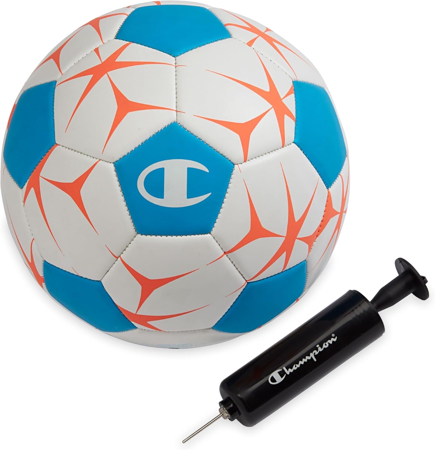 image:imageChampion Soccer Ball Youth amp Adult Matte Finish 32Panel Design Enhanced Control Sizes PVC Cover Sizes 34 and 5 for Indoor amp Outdoor Training Includes 6 PumpWhiteFierce Tide Very Coral