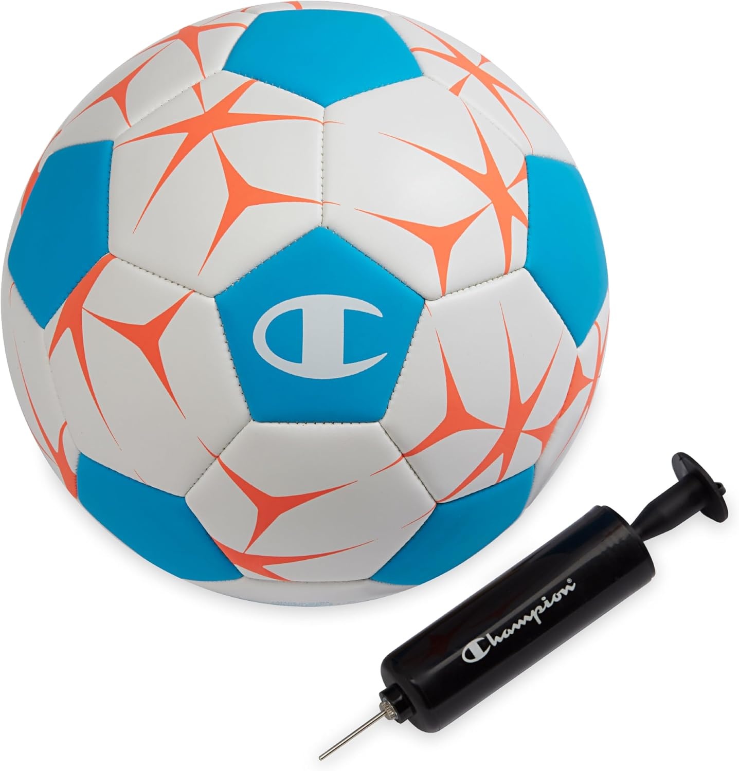 image:imageChampion Soccer Ball Youth amp Adult Matte Finish 32Panel Design Enhanced Control Sizes PVC Cover Sizes 34 and 5 for Indoor amp Outdoor Training Includes 6 PumpWhiteFierce Tide Very Coral