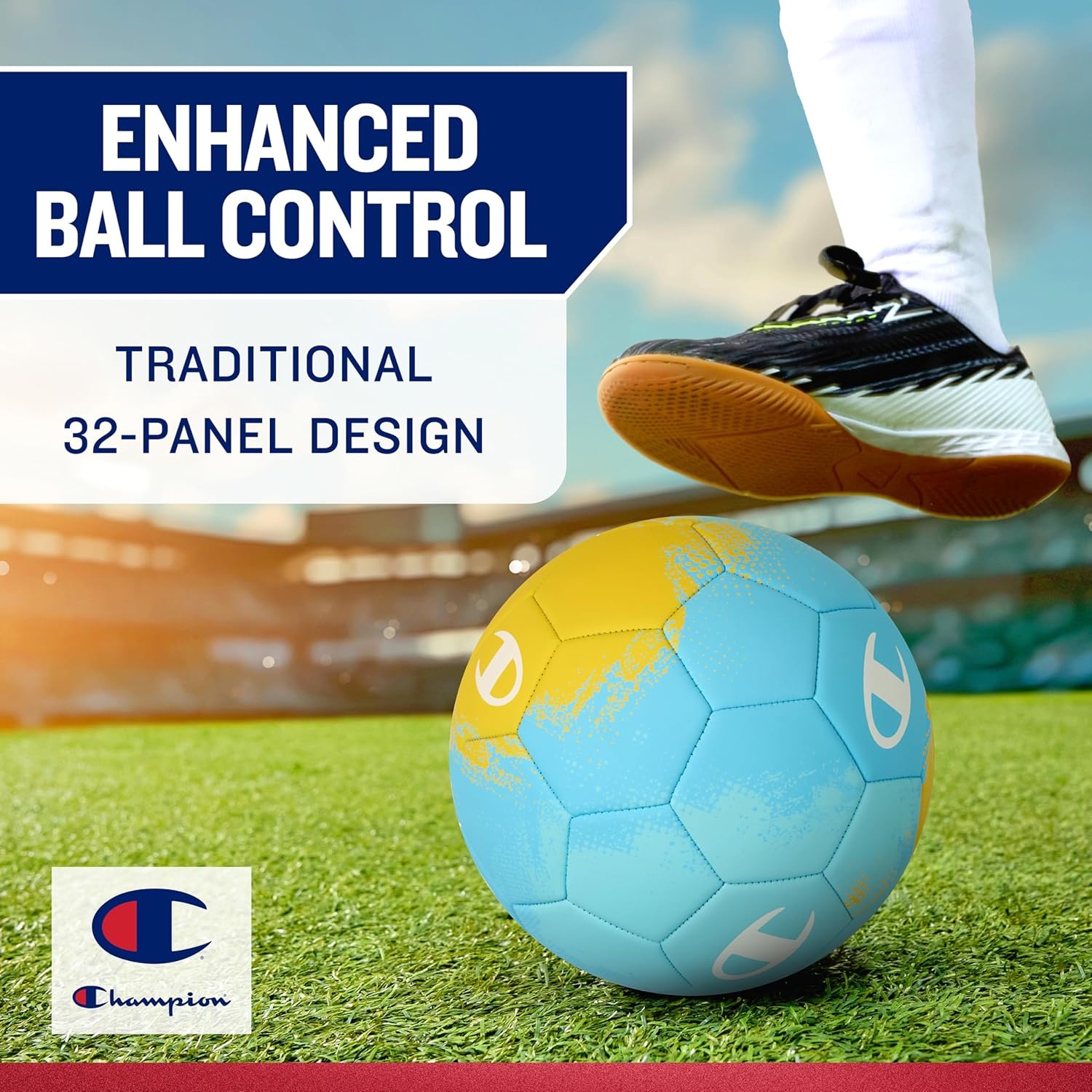 image:imageChampion Soccer Ball Youth amp Adult Matte Finish 32Panel Design Enhanced Control Sizes PVC Cover Sizes 34 and 5 for Indoor amp Outdoor Training Includes 6 PumpBrazil