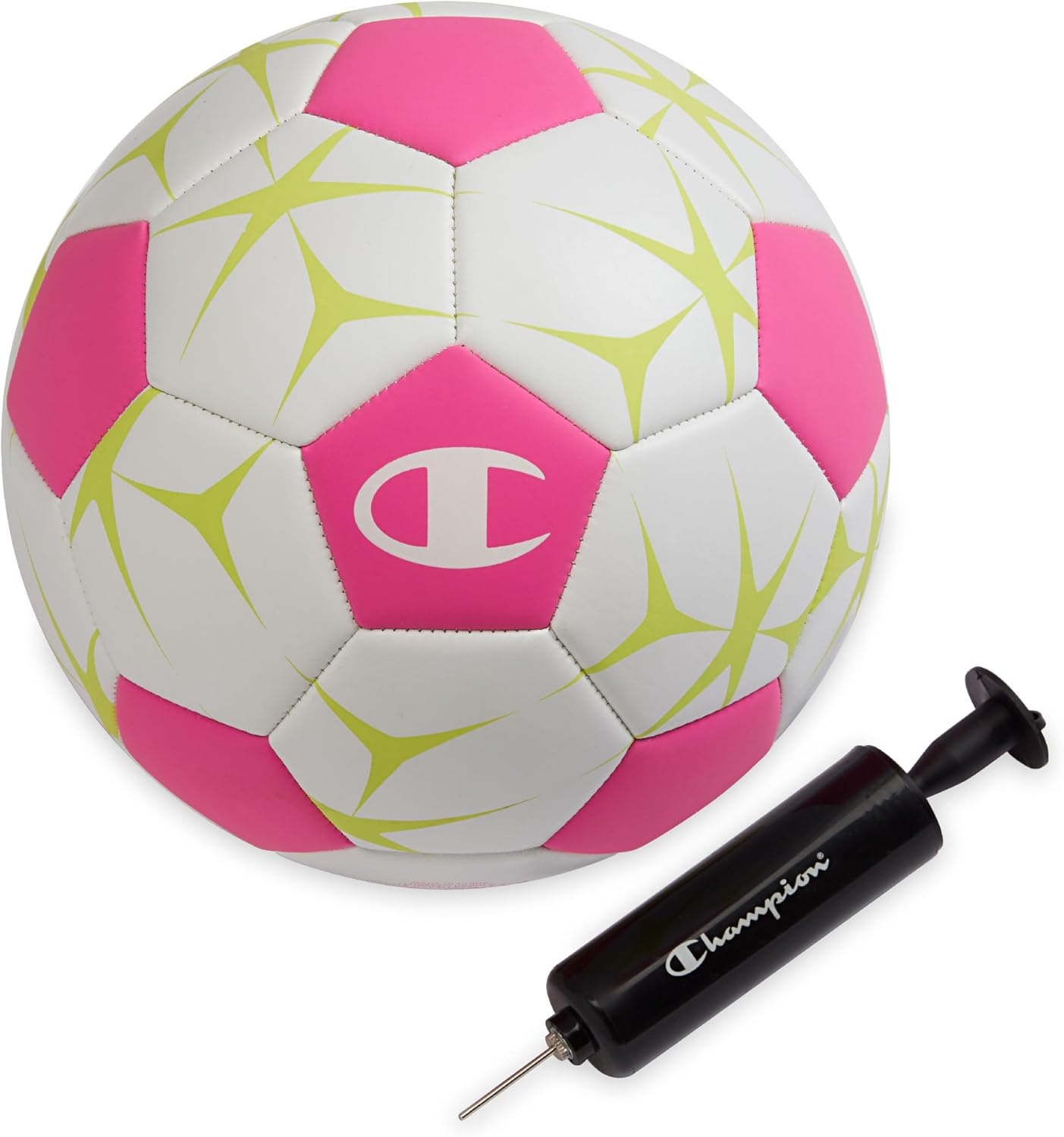image:imageChampion Soccer Ball Youth amp Adult Matte Finish 32Panel Design Enhanced Control Sizes PVC Cover Sizes 34 and 5 for Indoor amp Outdoor Training Includes 6 PumpWhiteOptic PinkEvening Primrose