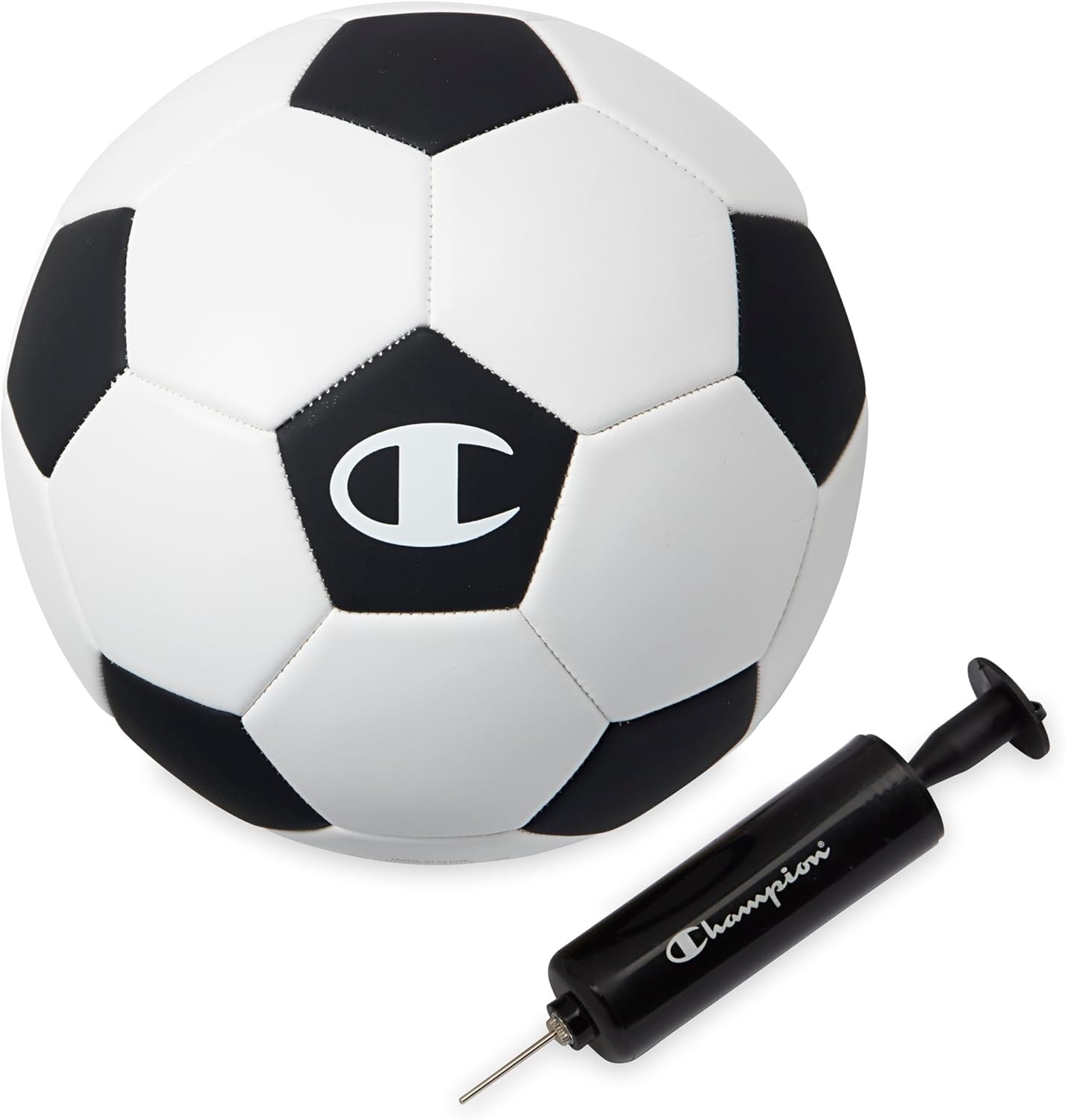 image:imageChampion Soccer Ball Youth amp Adult Matte Finish 32Panel Design Enhanced Control Sizes PVC Cover Sizes 34 and 5 for Indoor amp Outdoor Training Includes 6 PumpClassic WhiteBlack