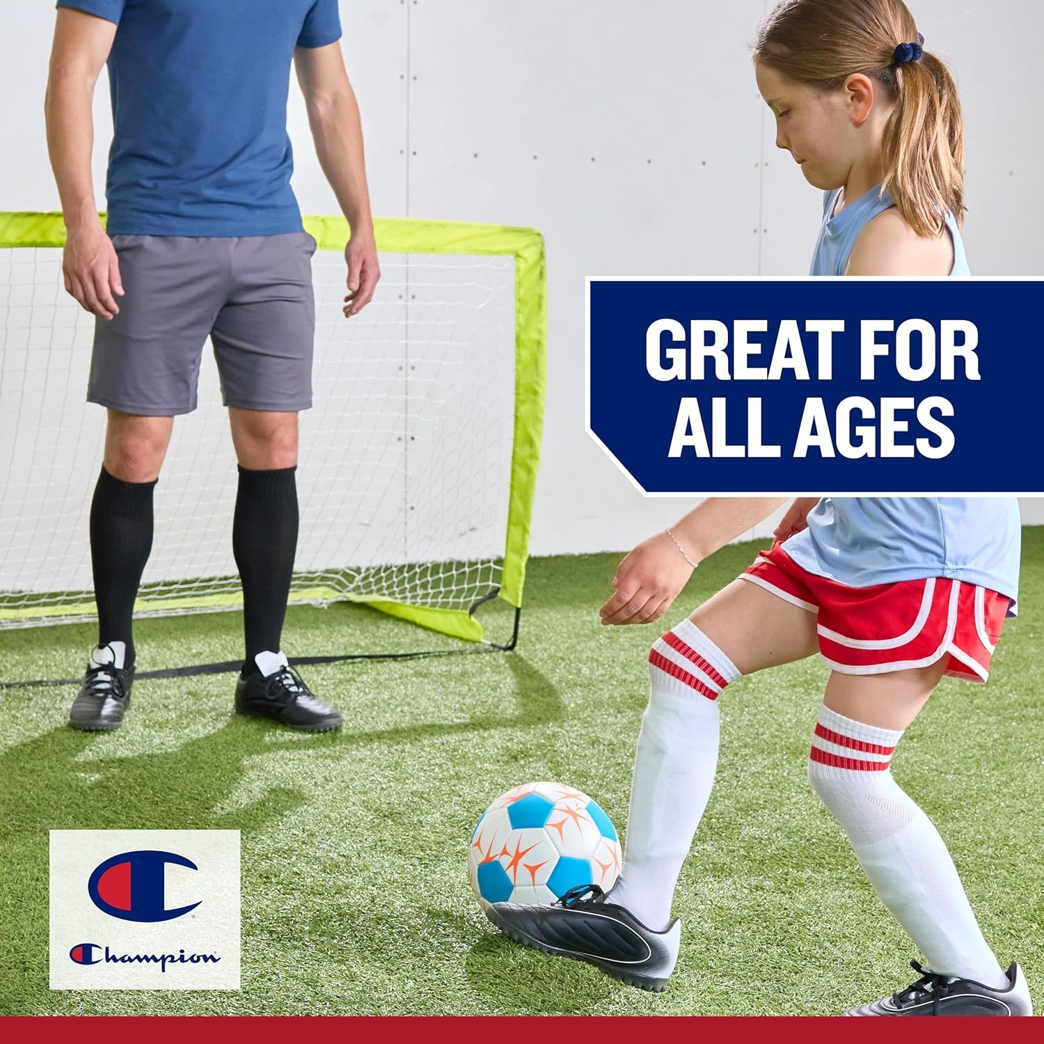 image:imageChampion Soccer Ball Youth amp Adult Matte Finish 32Panel Design Enhanced Control Sizes PVC Cover Sizes 34 and 5 for Indoor amp Outdoor Training Includes 6 PumpWhiteFierce Tide Very Coral