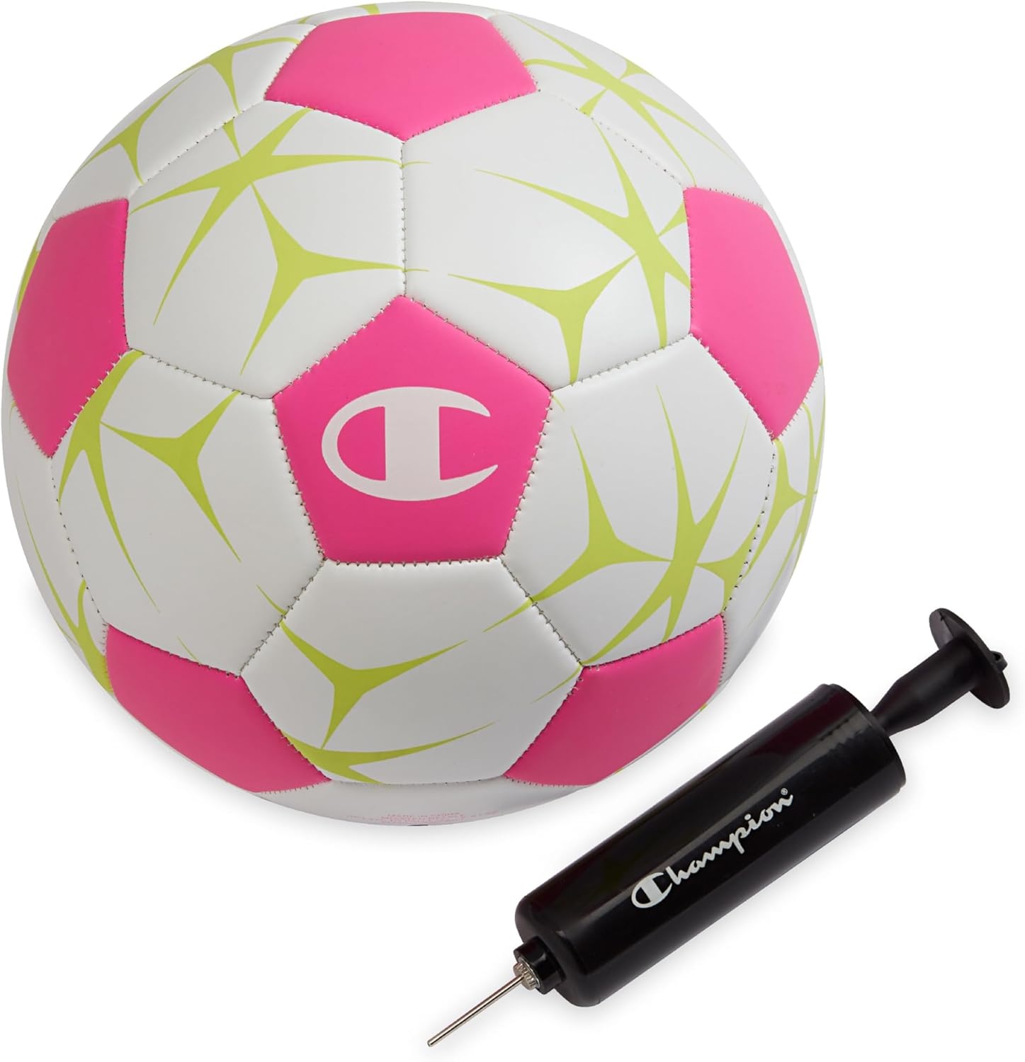 image:imageChampion Soccer Ball Youth amp Adult Matte Finish 32Panel Design Enhanced Control Sizes PVC Cover Sizes 34 and 5 for Indoor amp Outdoor Training Includes 6 PumpWhiteOptic PinkEvening Primrose