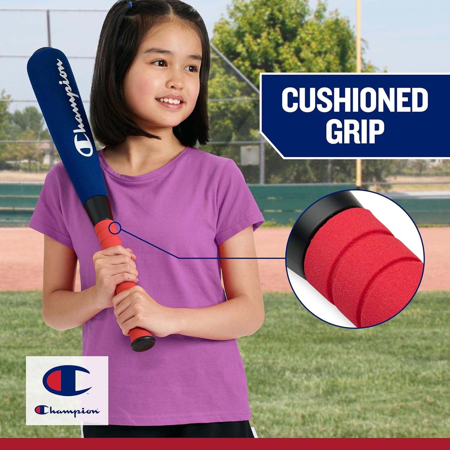 image:imageChampion Toddler Baseball Set RedBlack Big Fly Foam Bat and Soft Ball Kit for Kids Ages 3 Oversized 24 Lightweight Bat with Molded Core for Safe Indoor or Outdoor PlayRedWhiteBlue