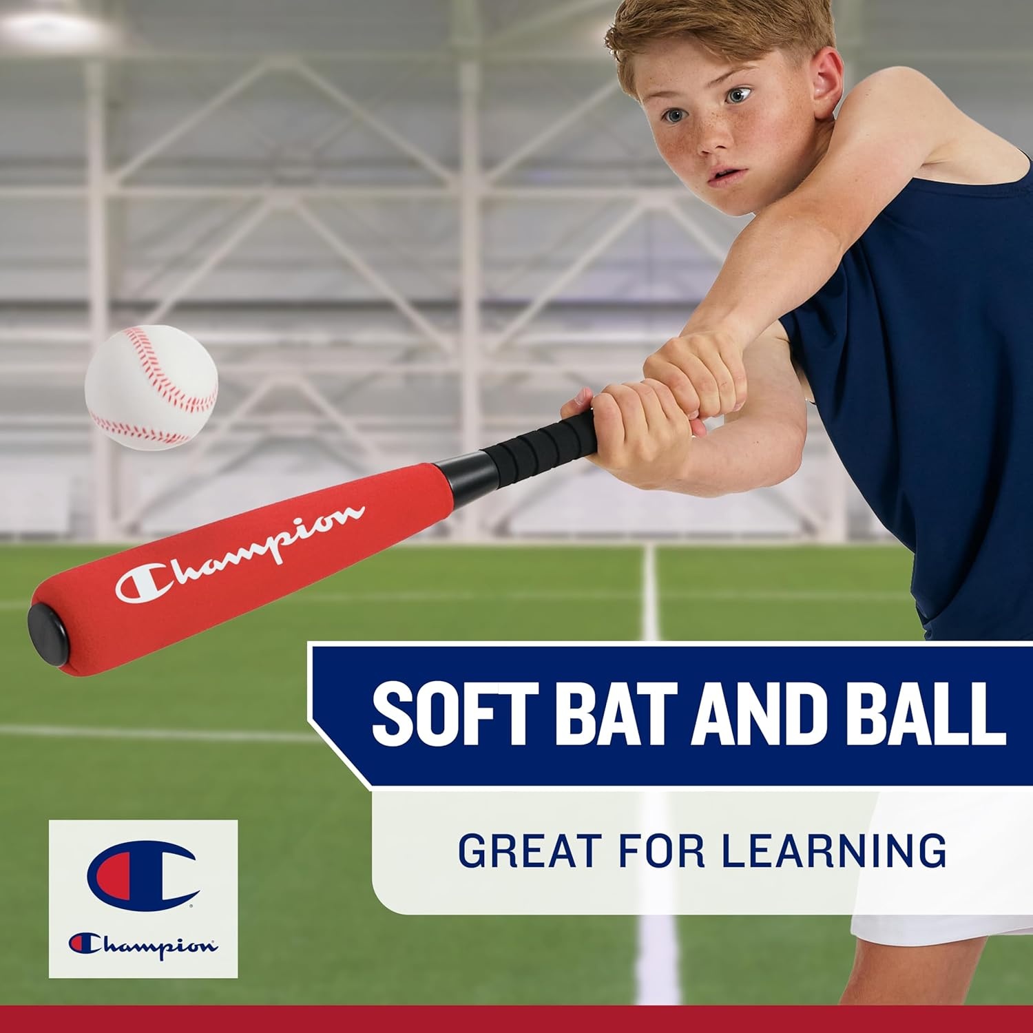 image:imageChampion Toddler Baseball Set RedBlack Big Fly Foam Bat and Soft Ball Kit for Kids Ages 3 Oversized 24 Lightweight Bat with Molded Core for Safe Indoor or Outdoor PlayRedBlack
