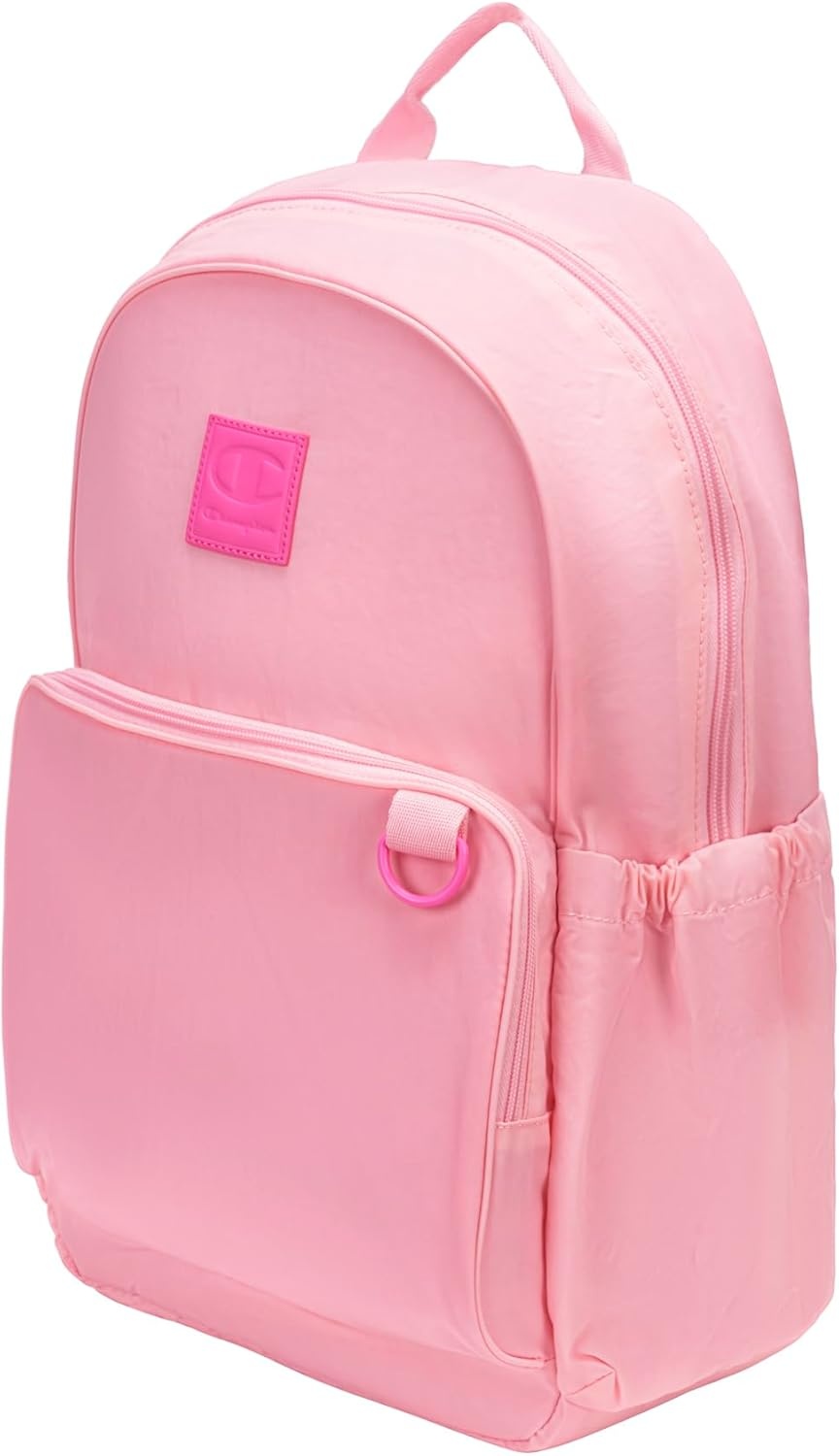 image:imageChampion Venice Laptop Backpack in Crinkle Nylon with Padded Adjustable Straps Water Bottle Pocket for Work Travel Commute BlackSilver One SizeRose Shadow