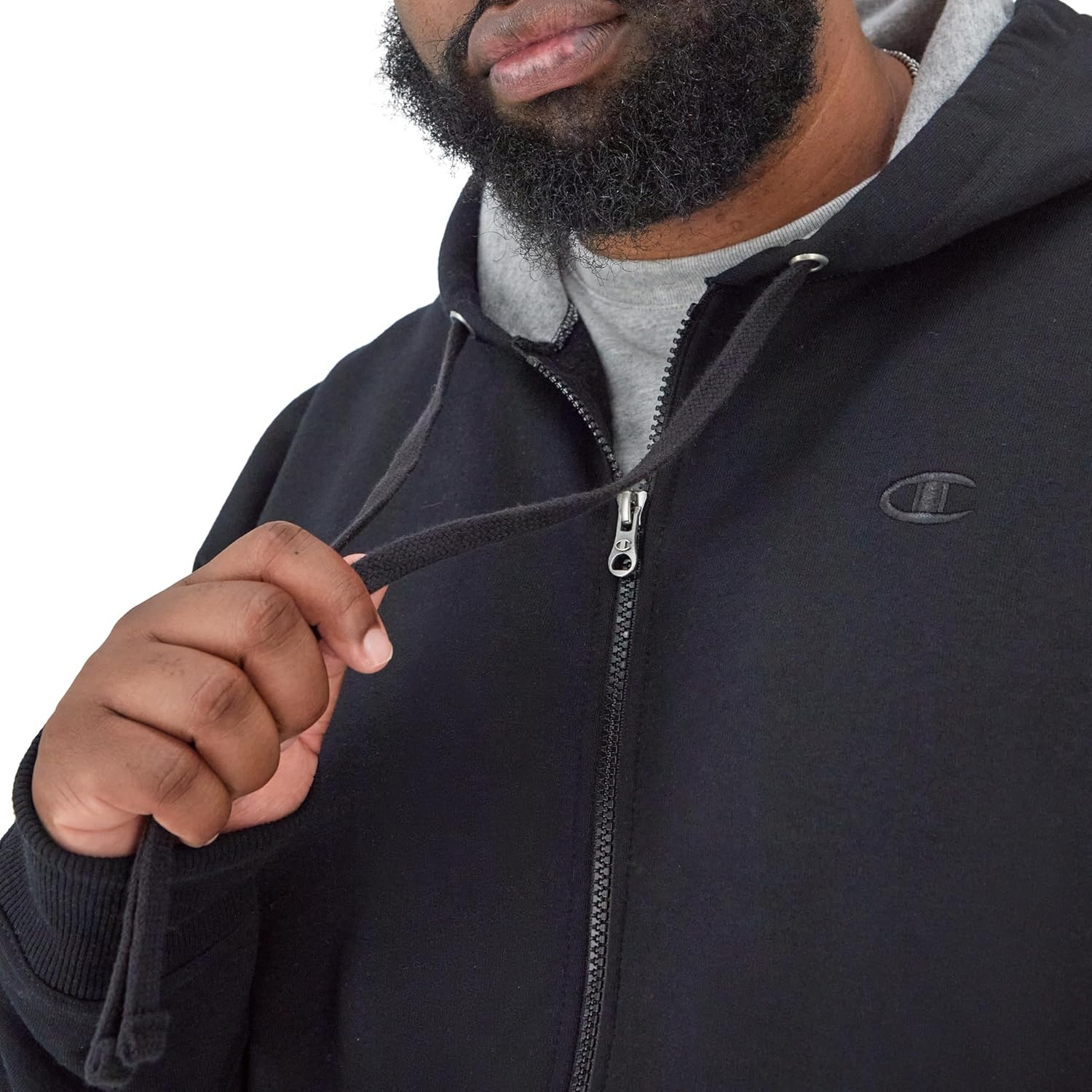 image:imageChampion mens Zipup Hoodie Comfortable Zipup Hoodie Sweatshirt for Men Reg Or Big amp TallBlack C Logo