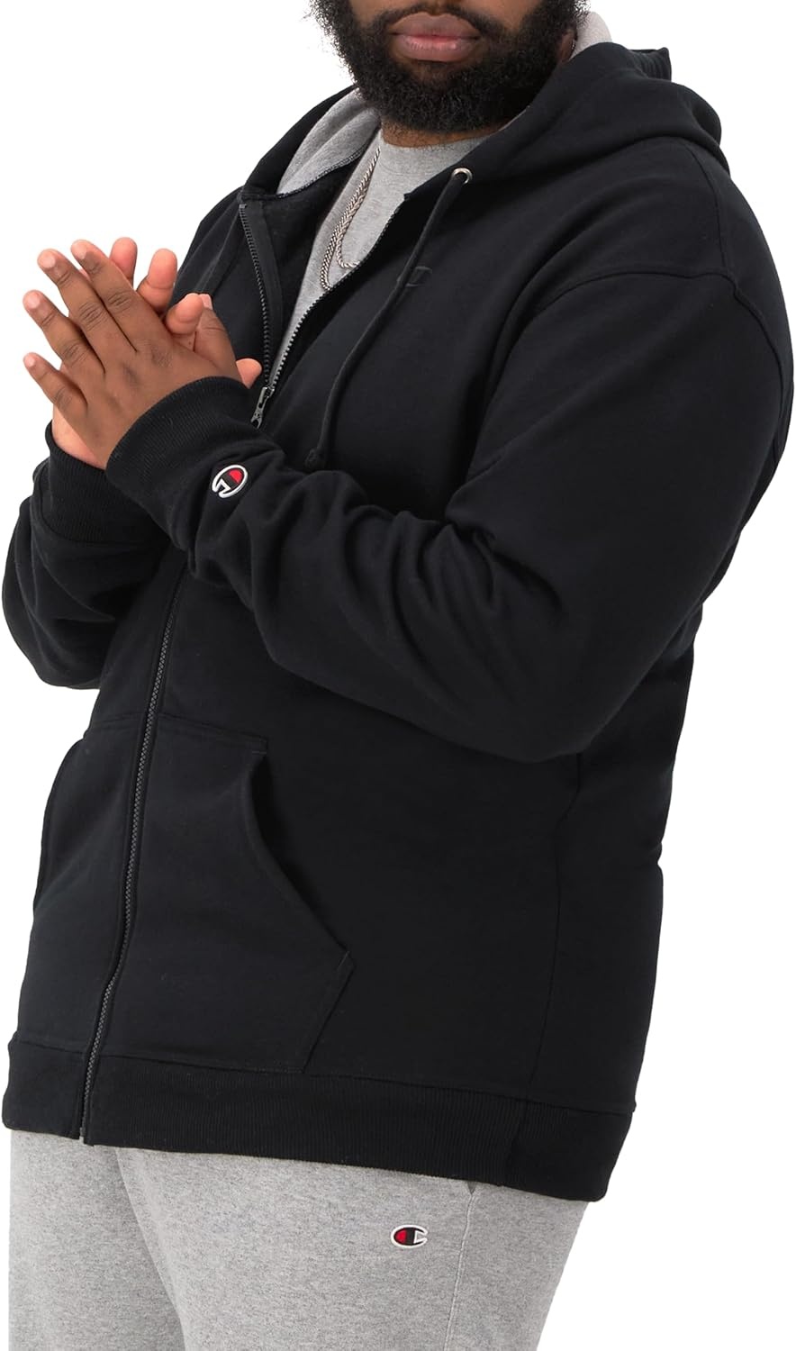 image:imageChampion mens Zipup Hoodie Comfortable Zipup Hoodie Sweatshirt for Men Reg Or Big amp TallBlack C Logo