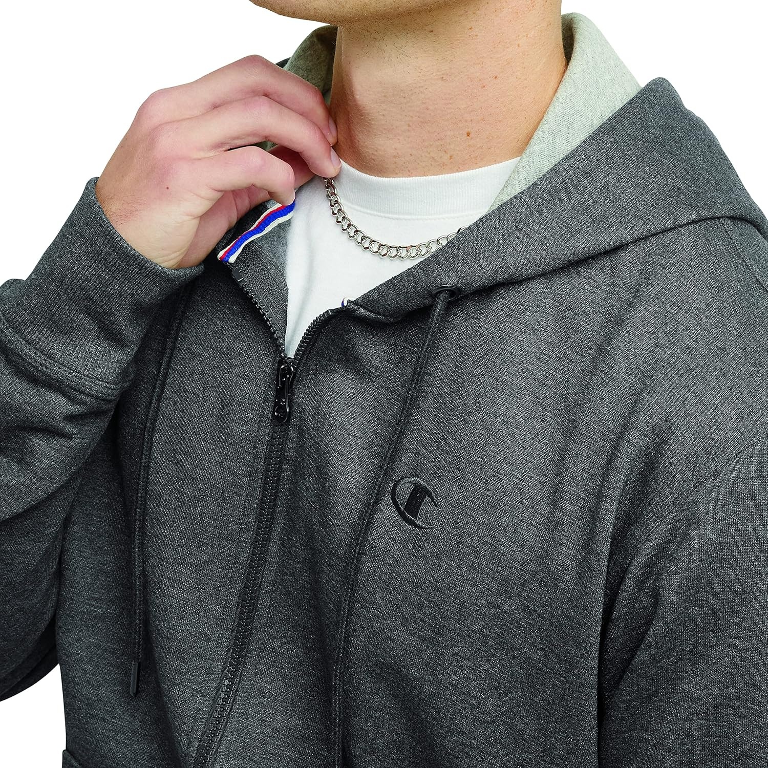 image:imageChampion mens Zipup Hoodie Comfortable Zipup Hoodie Sweatshirt for Men Reg Or Big amp TallGranite Heather C Logo