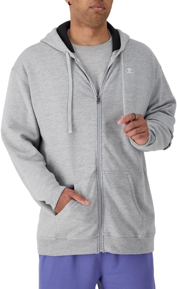 image:imageChampion mens Zipup Hoodie Comfortable Zipup Hoodie Sweatshirt for Men Reg Or Big amp TallOxford Gray C Logo